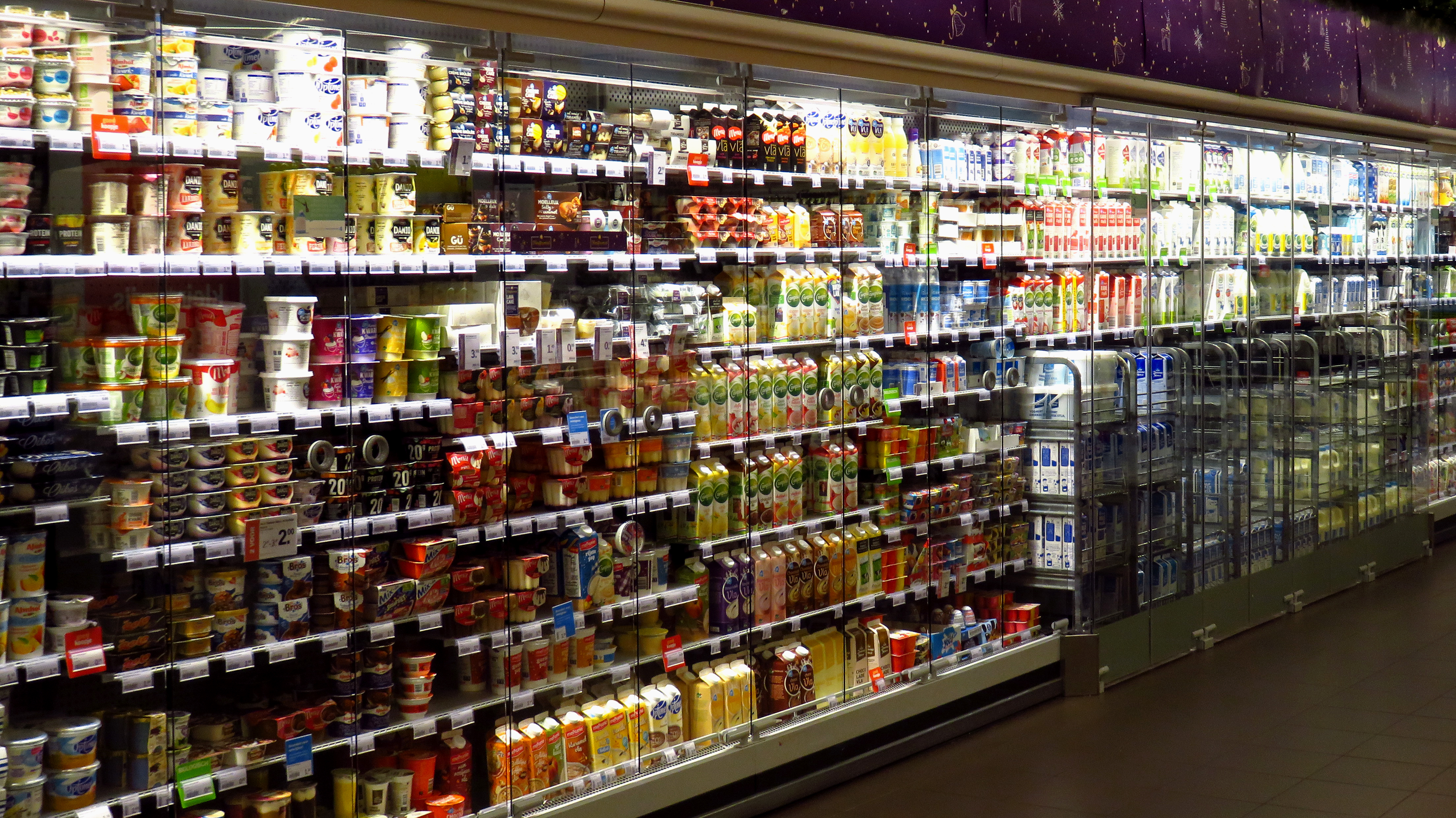 Grocery Store shelf wit perishable foods