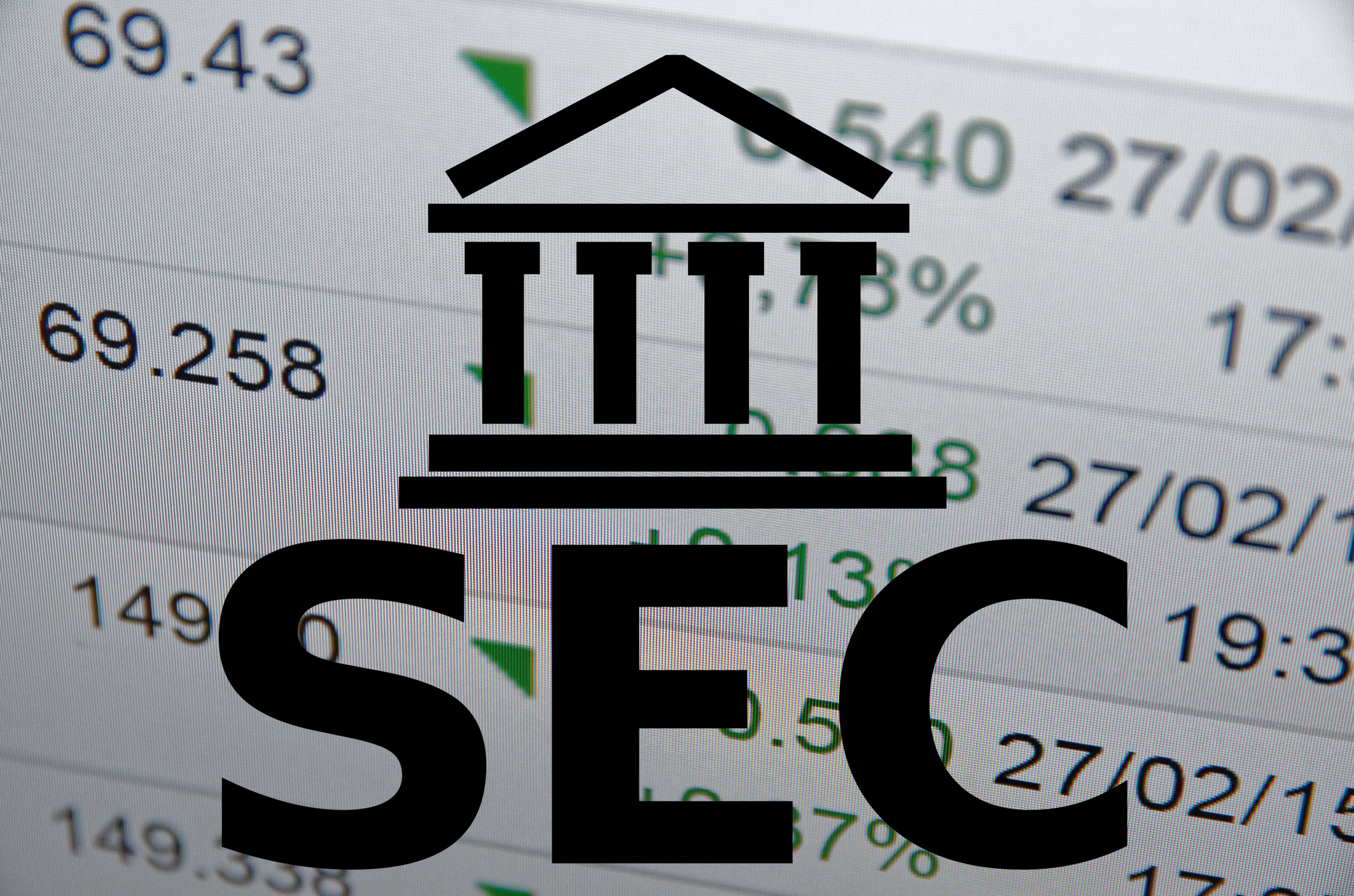 SEC logo in front of stock information