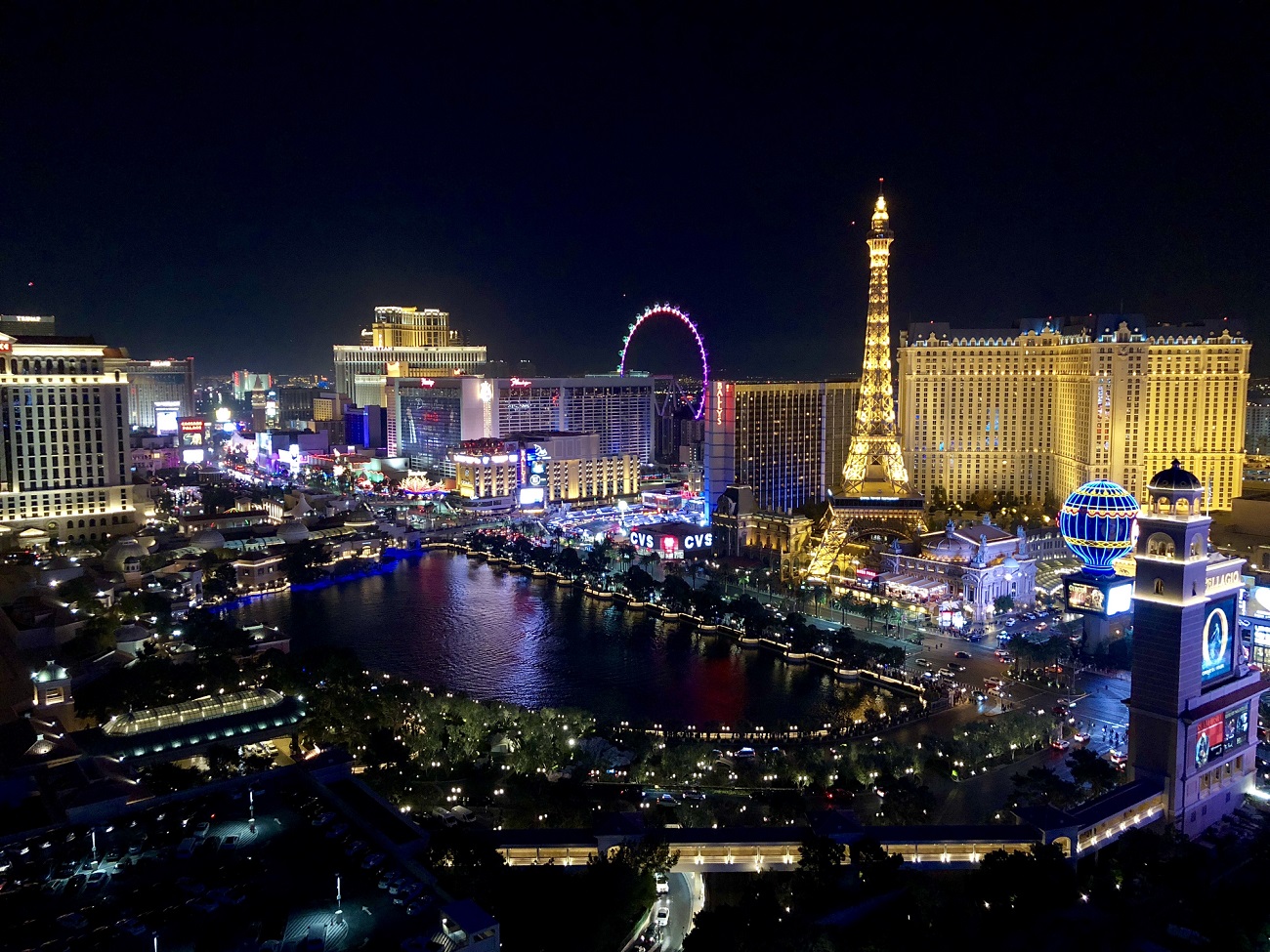 Las Vegas Strip skyline at night.