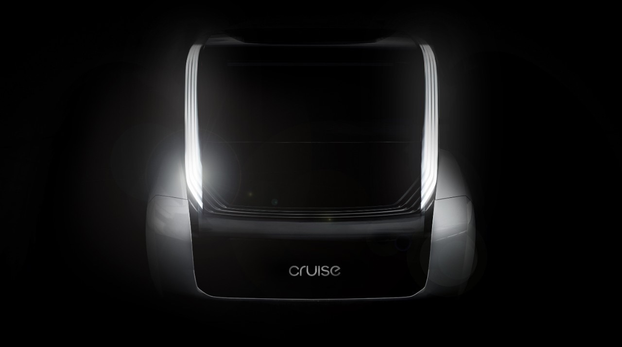 A dark image that shows the outline of a vehicle's front end with a "Cruise" logo visible.