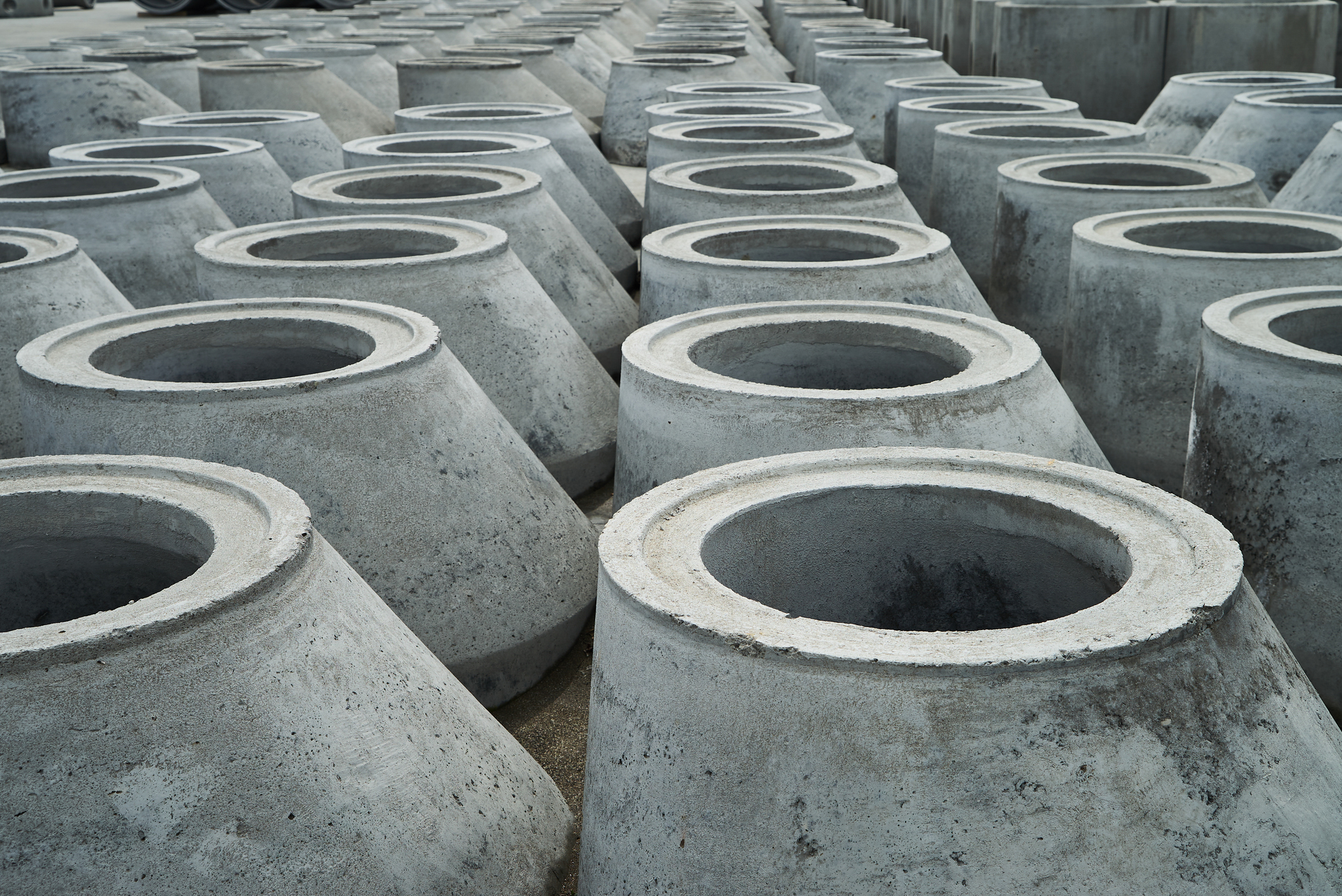 Concrete drainage pipes.
