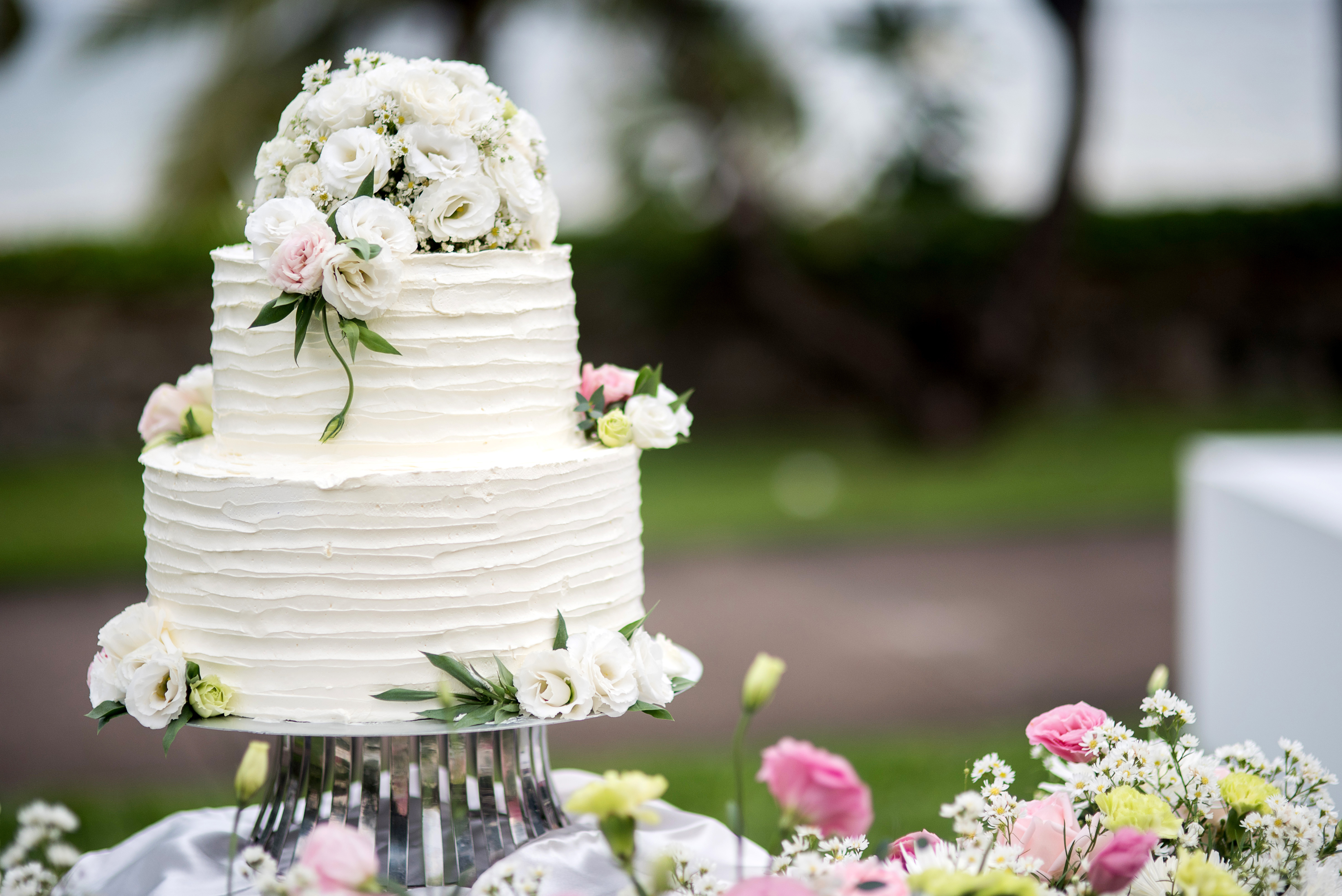 A white wedding cake