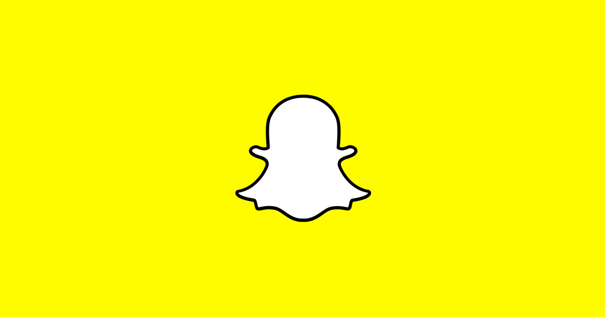 Snapchat logo on a yellow background.