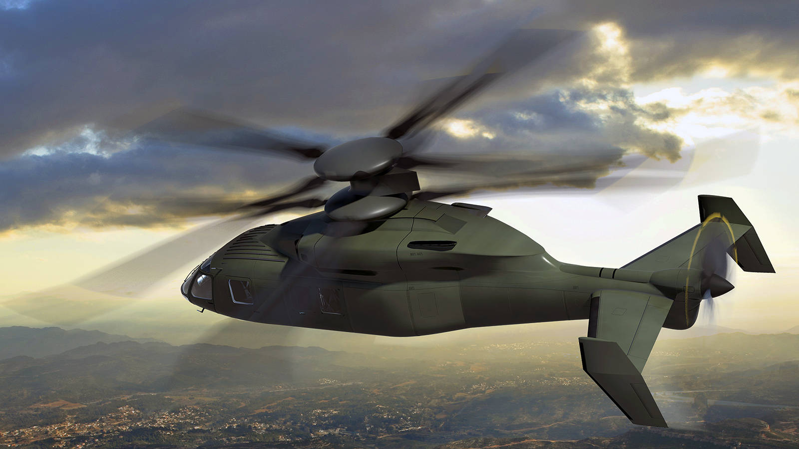 Artist rendering of the Defiant in flight.