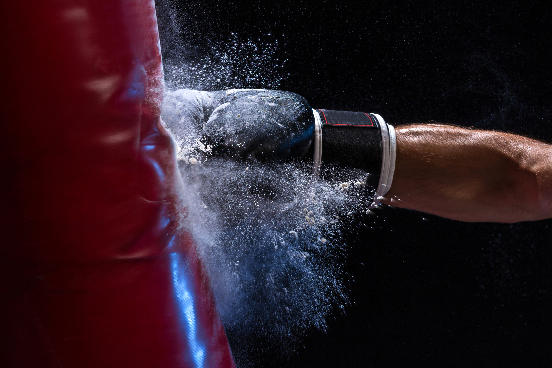 A boxer punching a bag