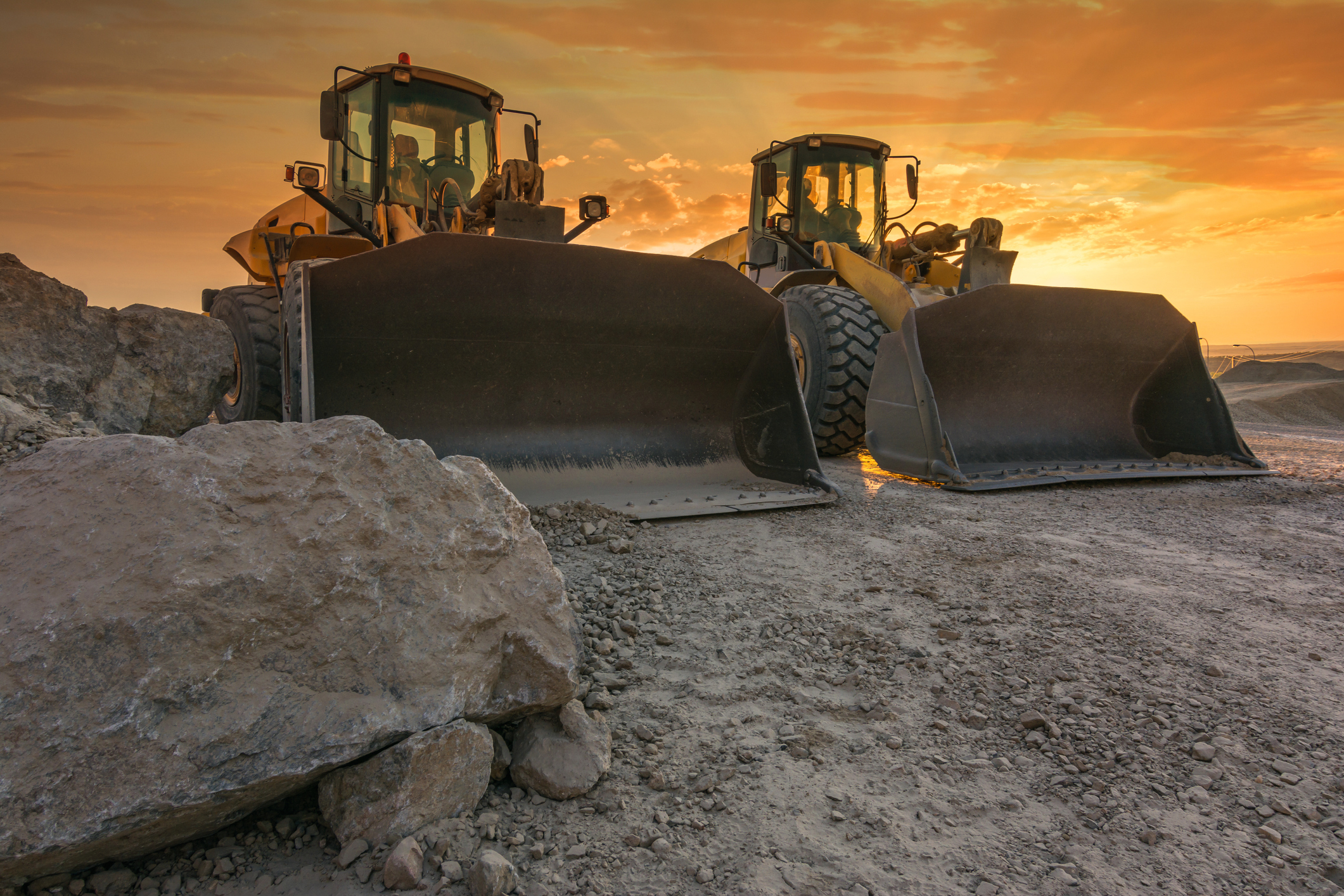 Two surface mining excavators