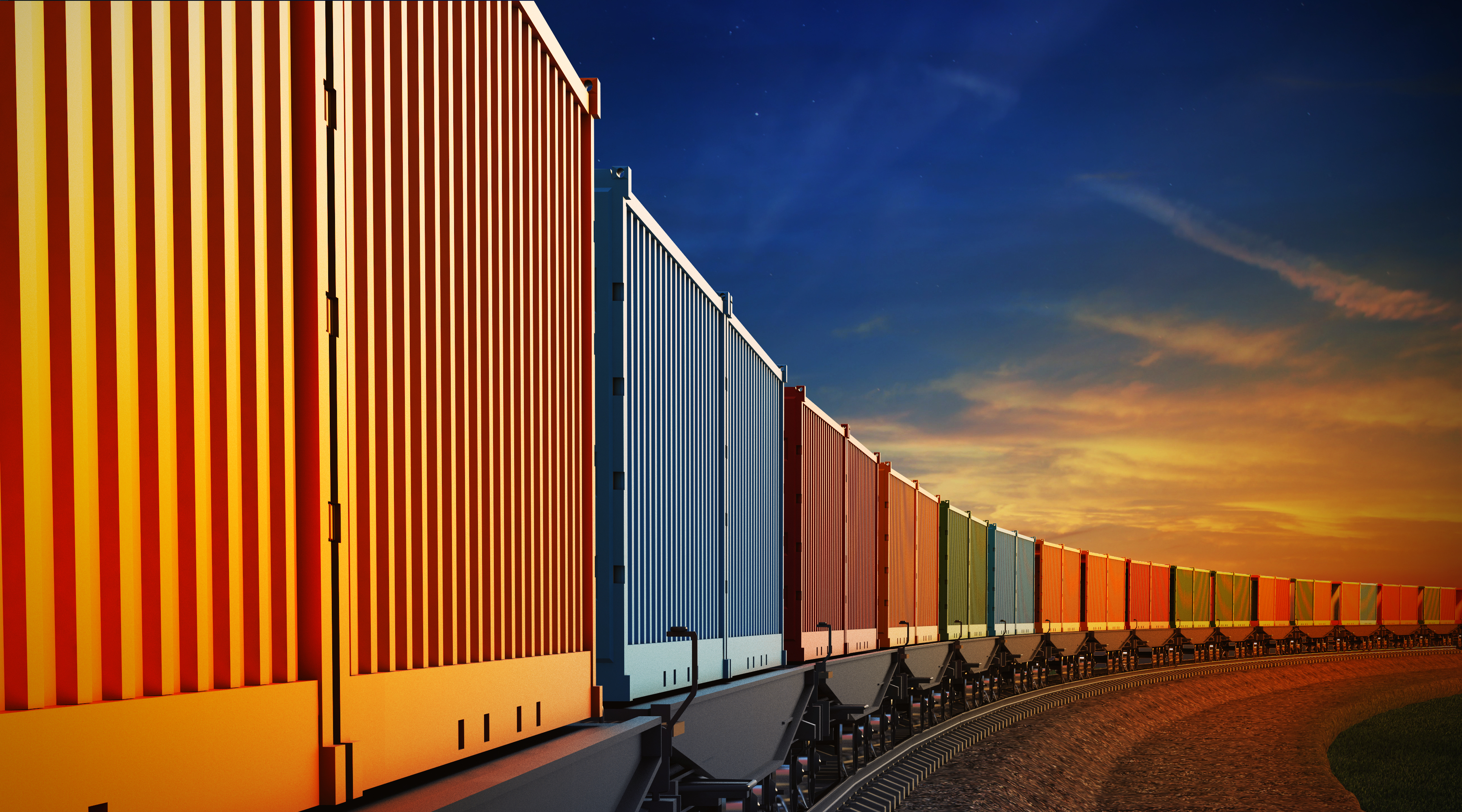 A freight train.