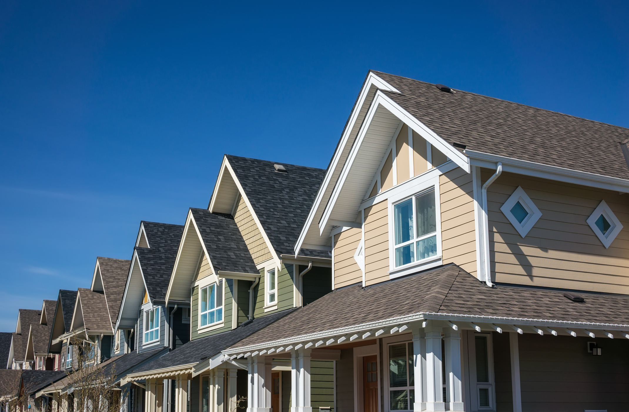 Newly built houses in a row.