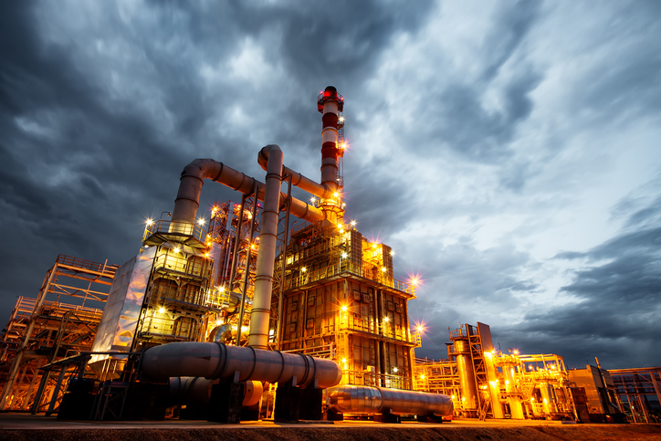 An oil refinery.