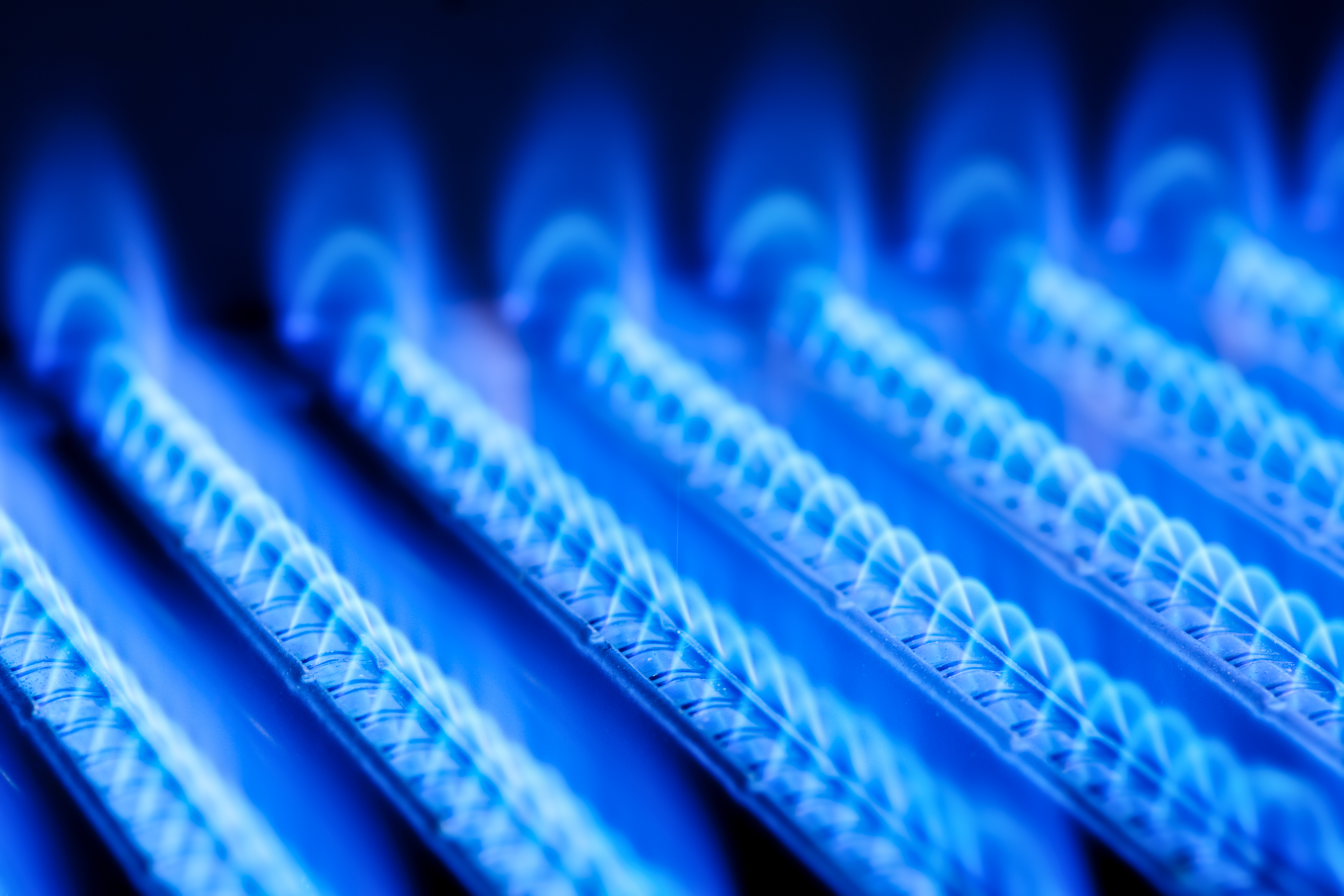 A natural gas-lit fire.