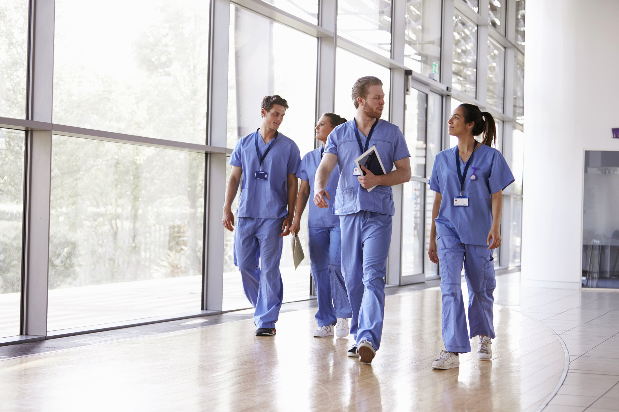 Medical professionals walking together