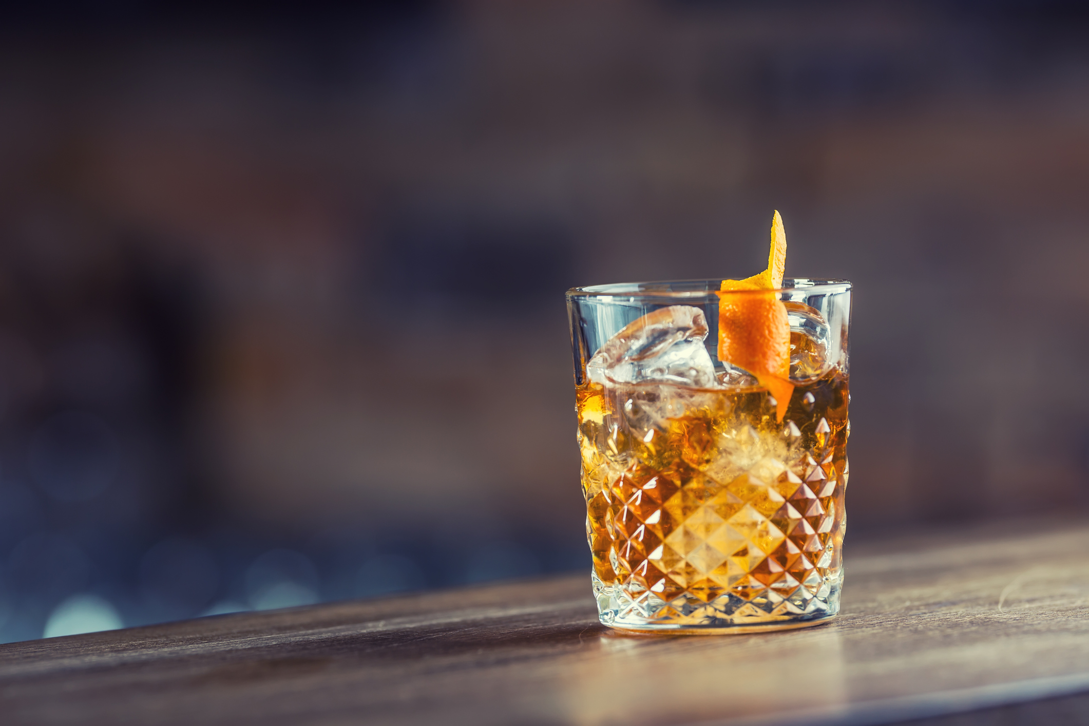Cocktail on a wooden bar.