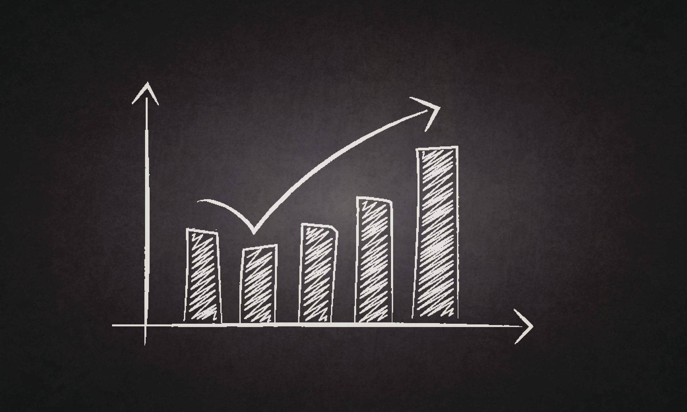 A chart showing a decline and then upward recovery.