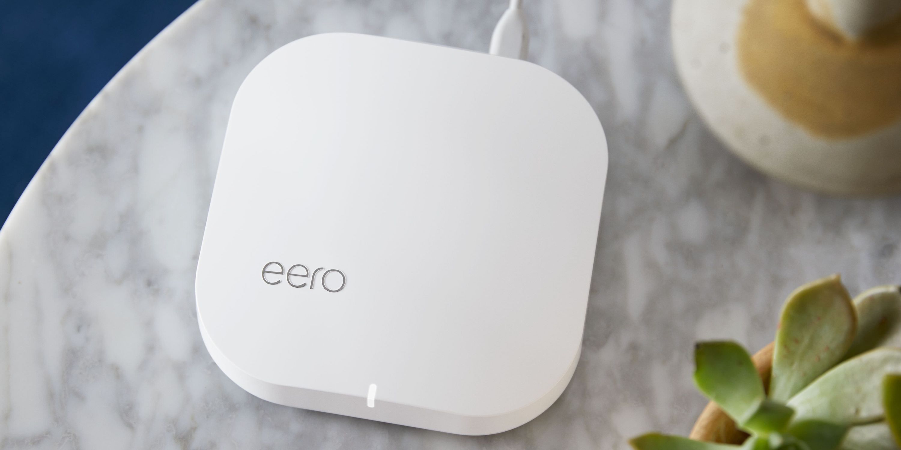 Eero mesh router on a table