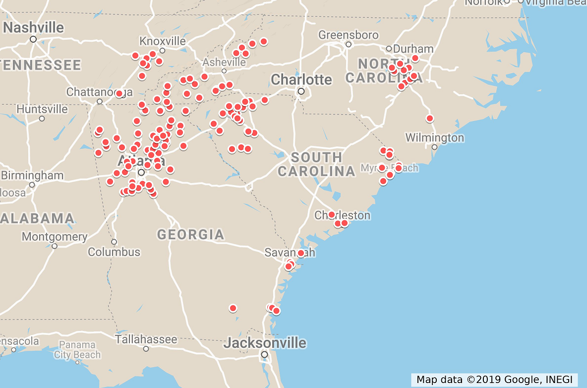 United Community Banks branch map
