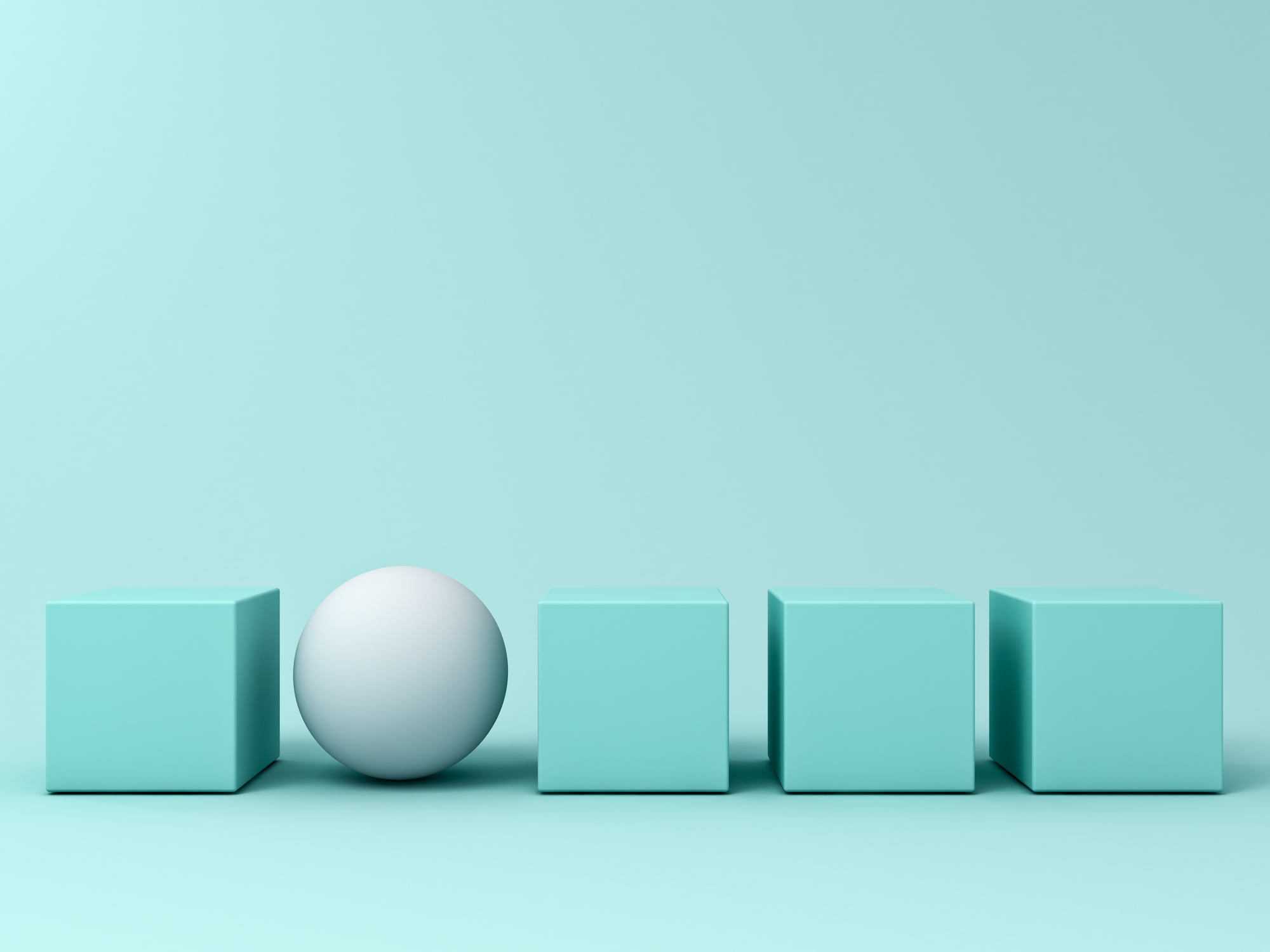 Sphere in a row of cubes