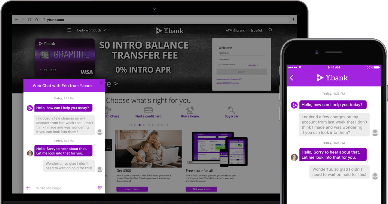 A demo of LivePerson's brand-to-consumer messaging across different devices.