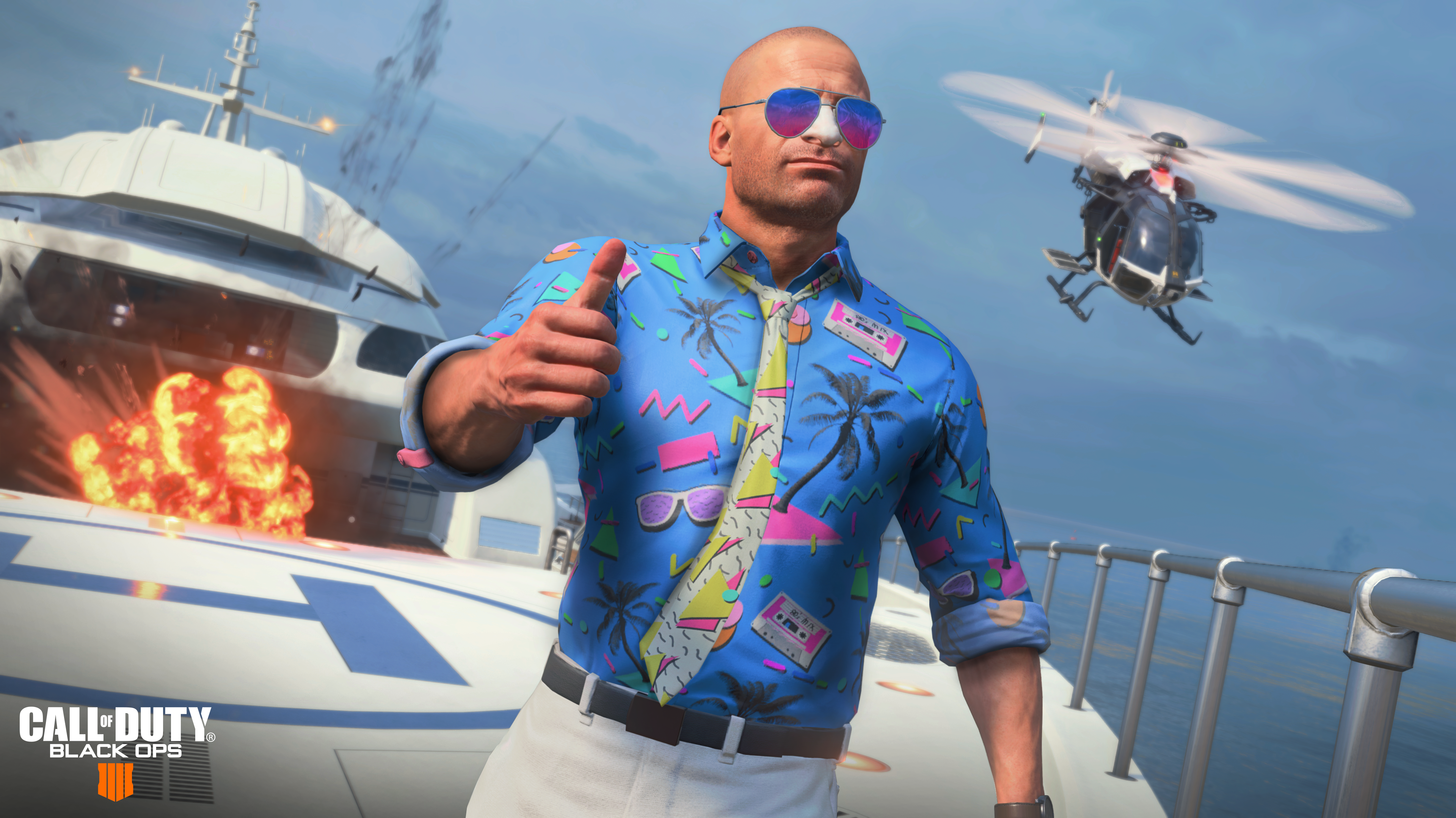 A virtual man with a blue shirt and tie giving the screen a thumbs-up.