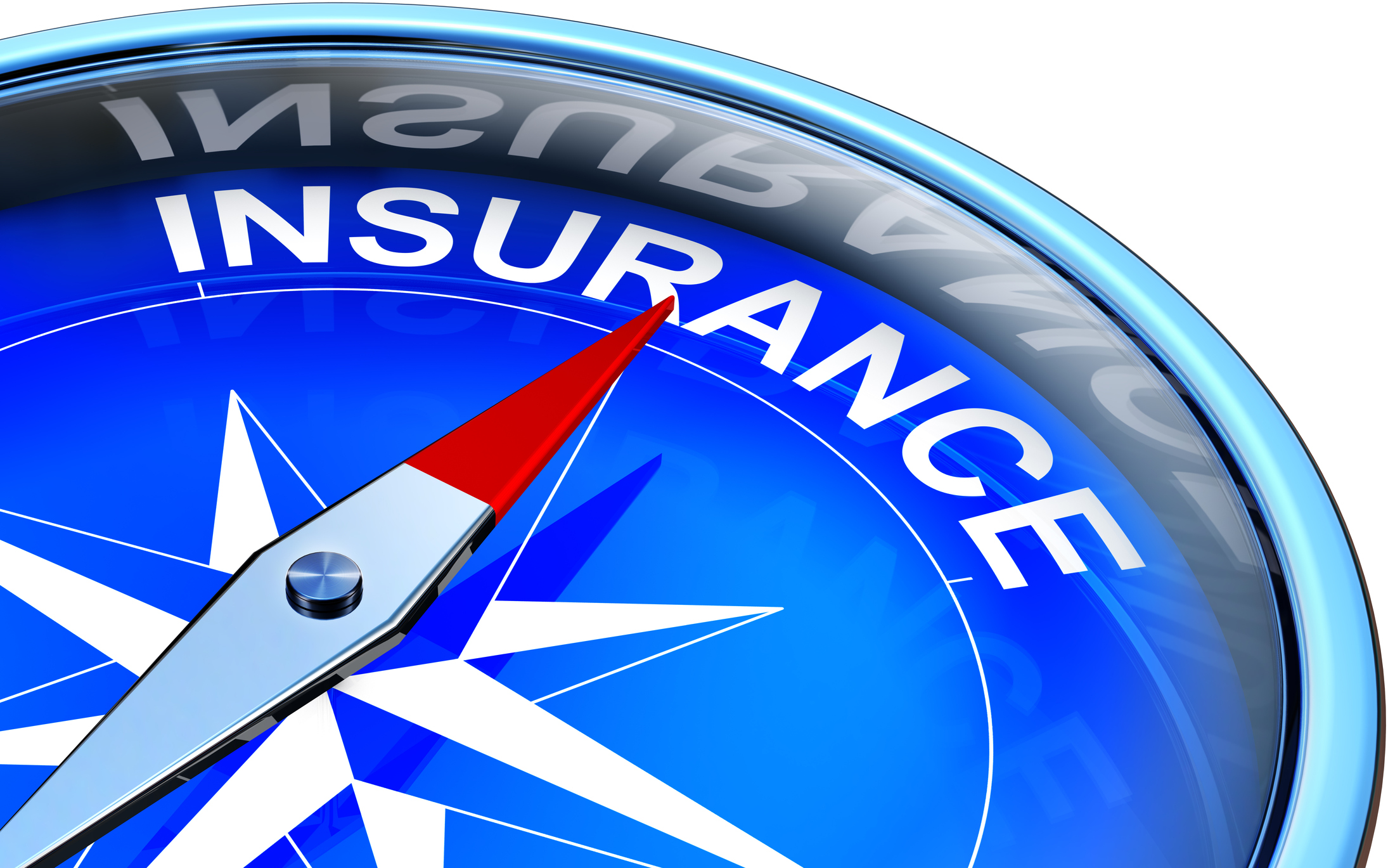 Compass with the red arrow pointing to the word Insurance.