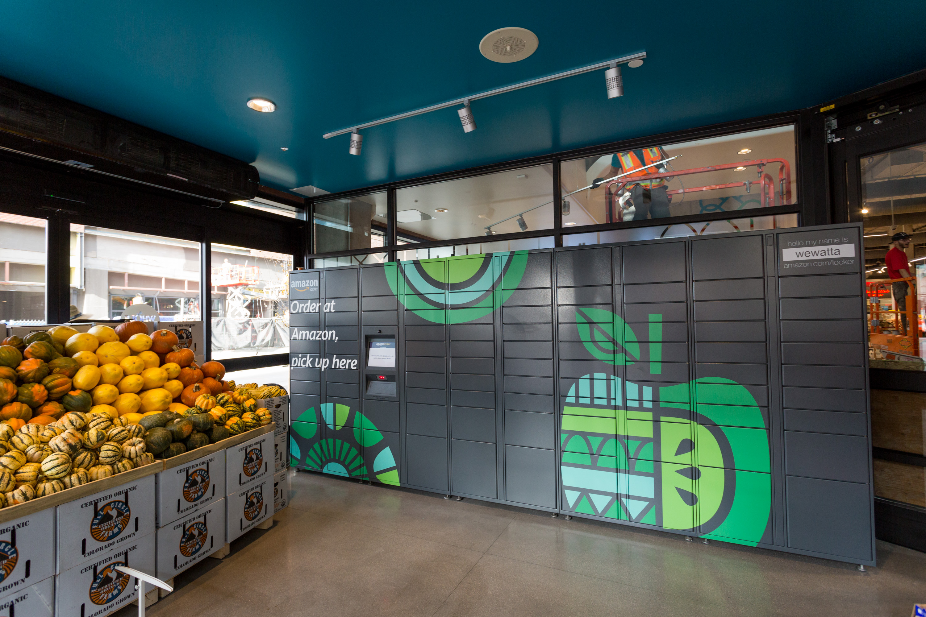 An Amazon Locker in a Whole Foods store