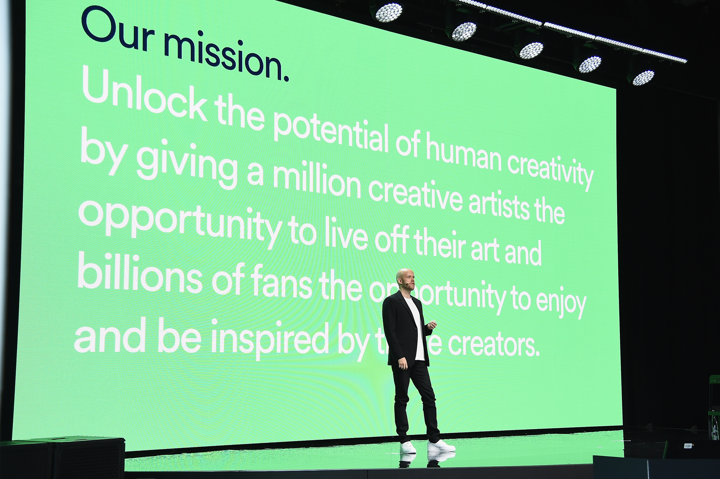 Daniel Ek speaking on stage