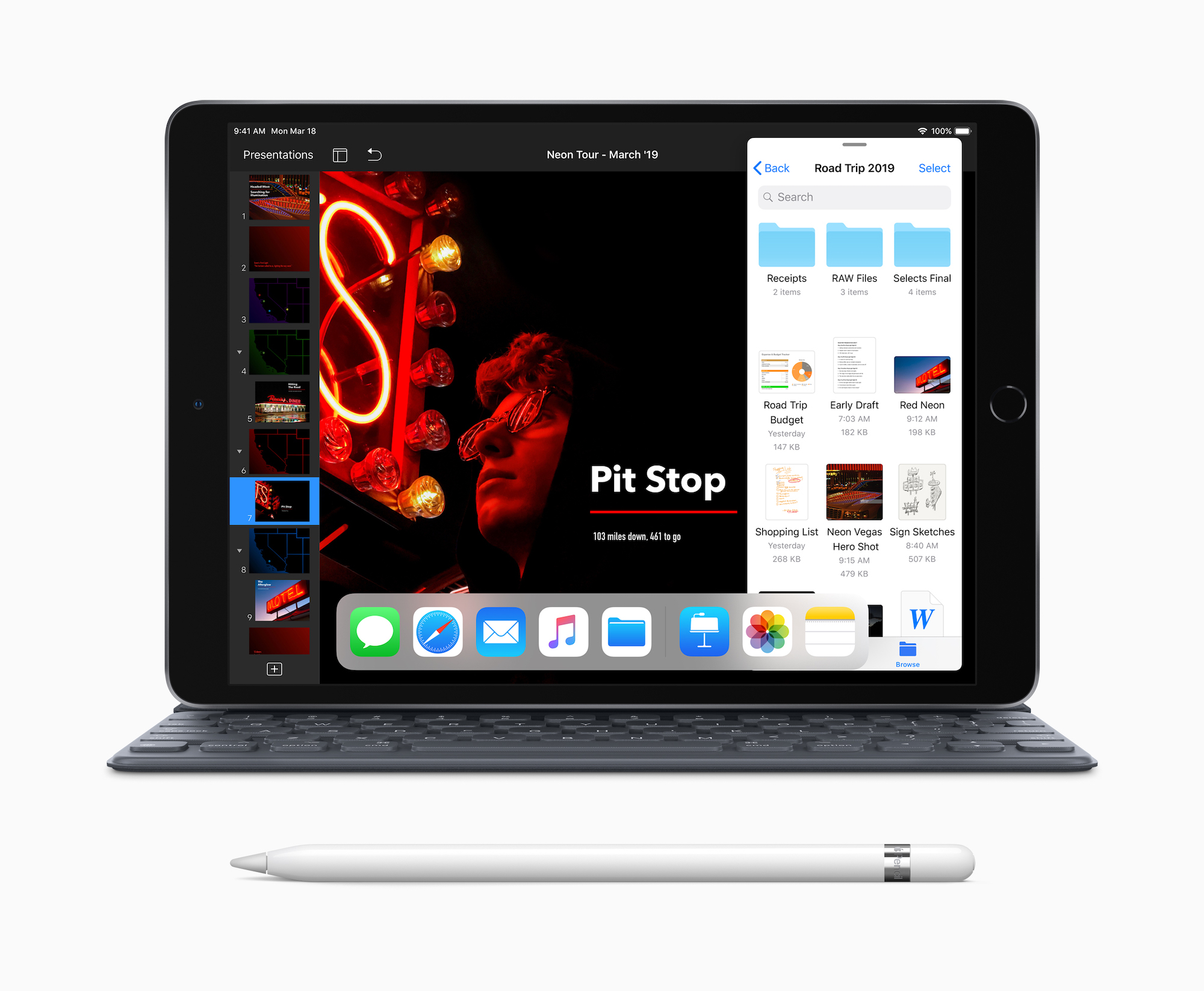 Apple's new iPad Air with an Apple Pencil and a Smart Keyboard