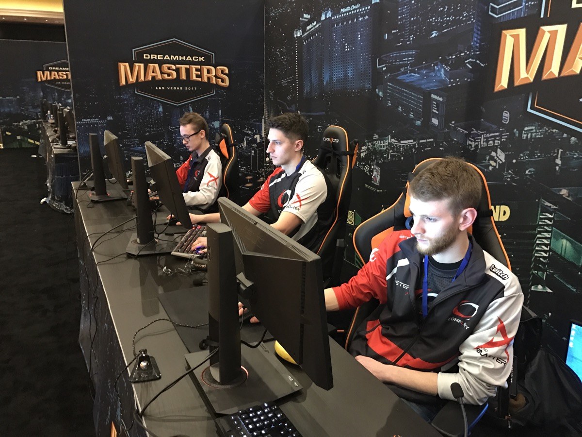 Esports team members playing video games