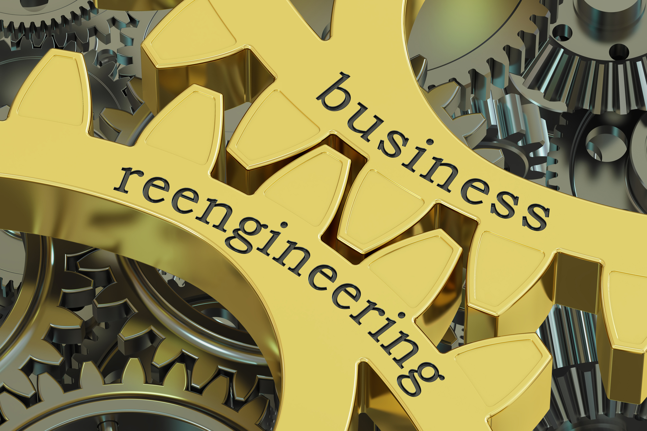 Business reengineering written on a gear.