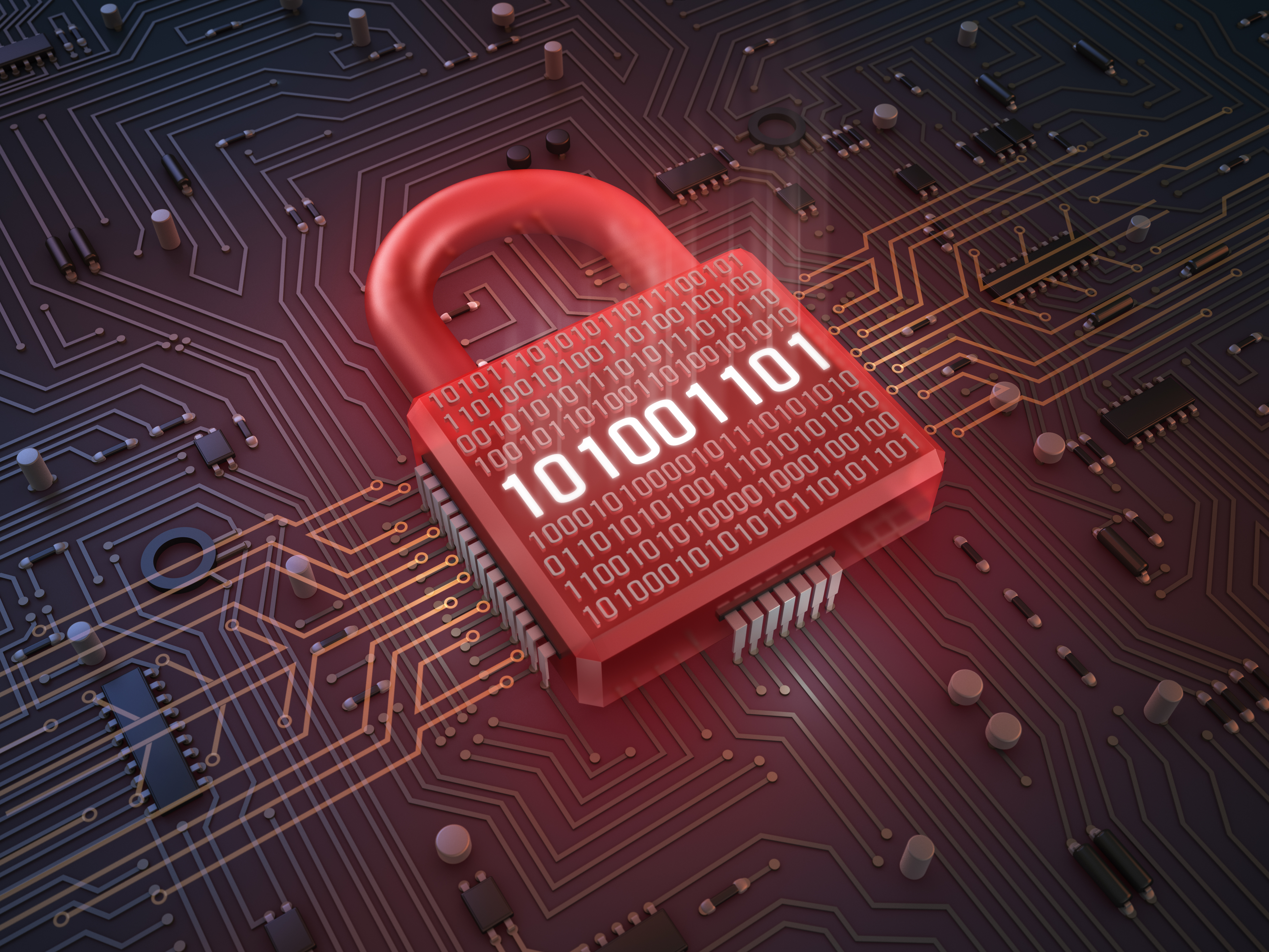 A padlock cybersecurity illustration.