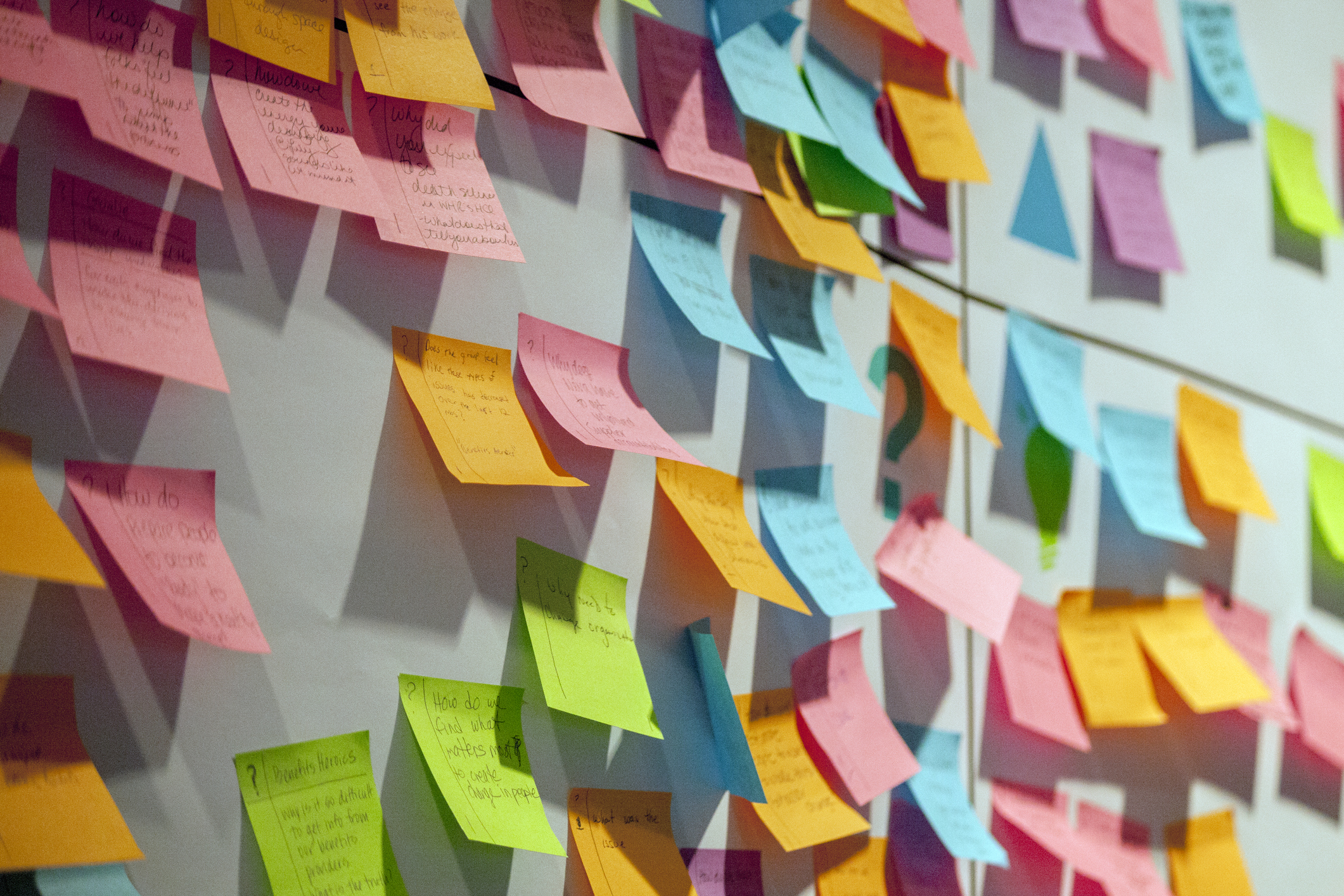Sticky notes on a board.