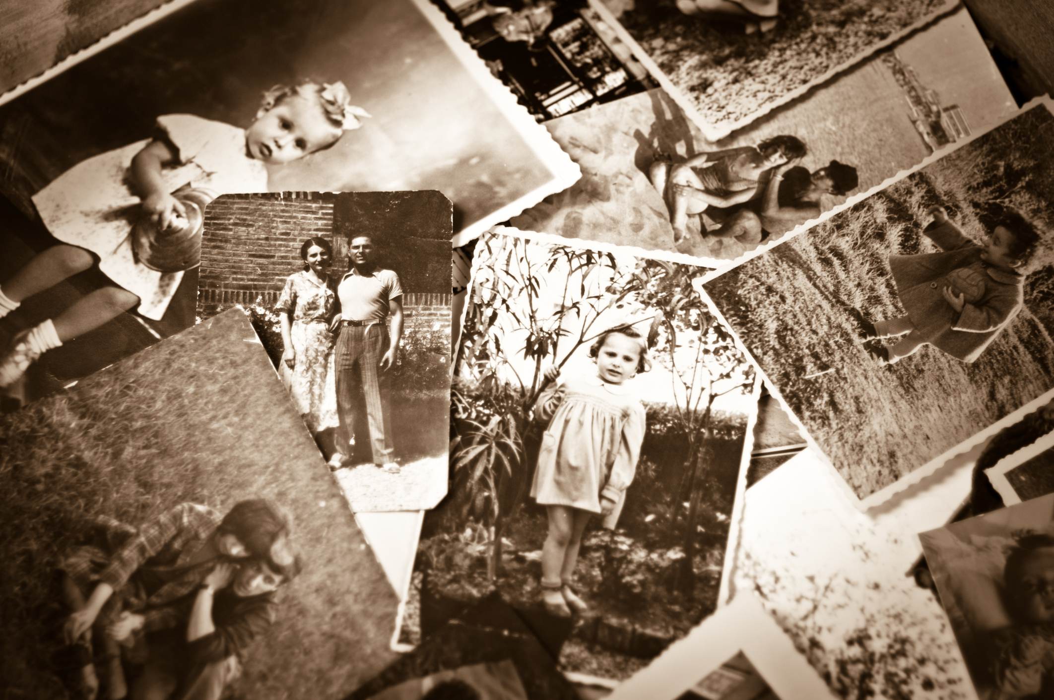 Pile of black and white photos