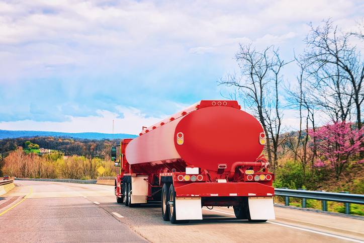 A diesel tanker on a highway.
