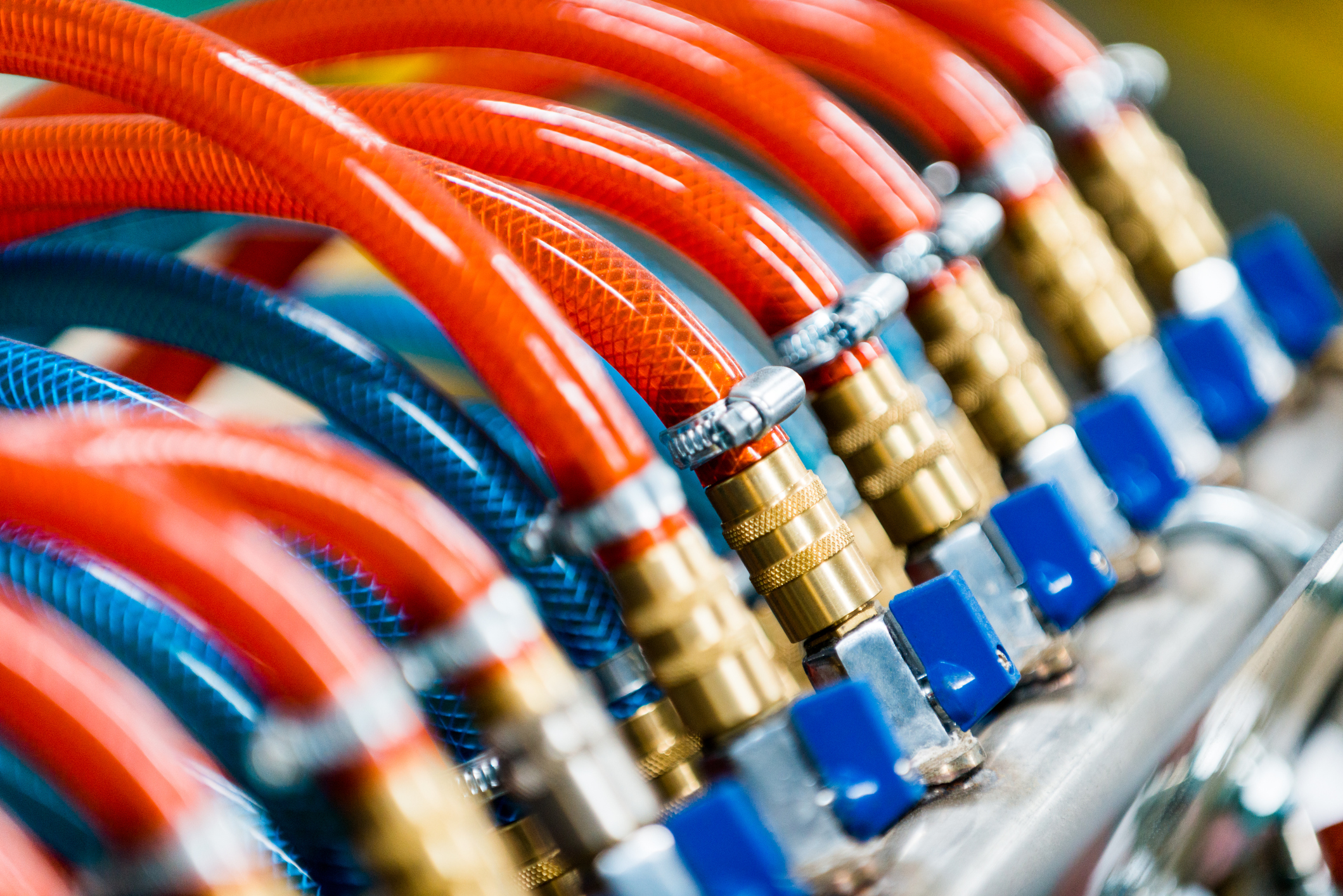 A collection of industrial hoses.