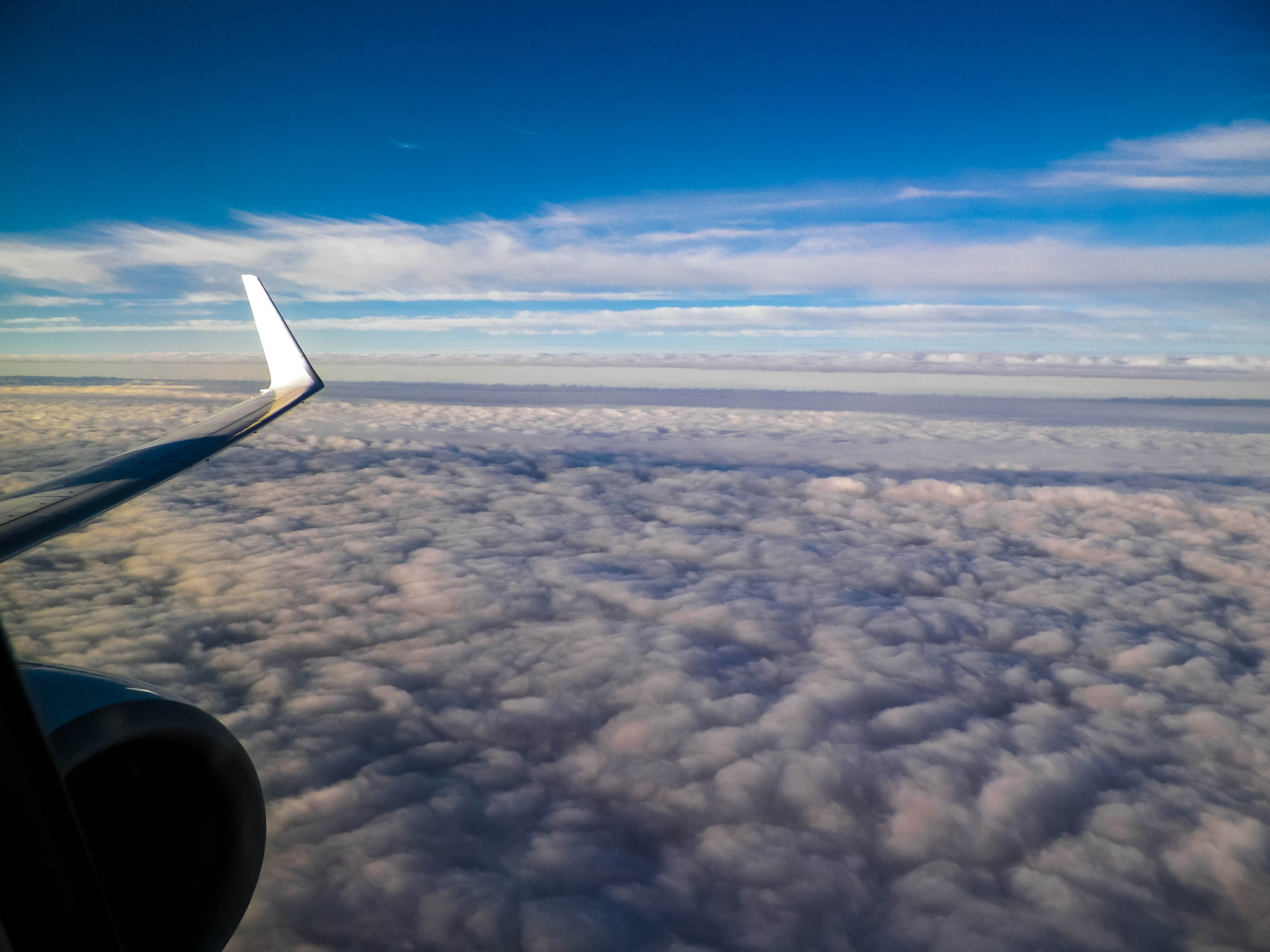 A plane in flight.