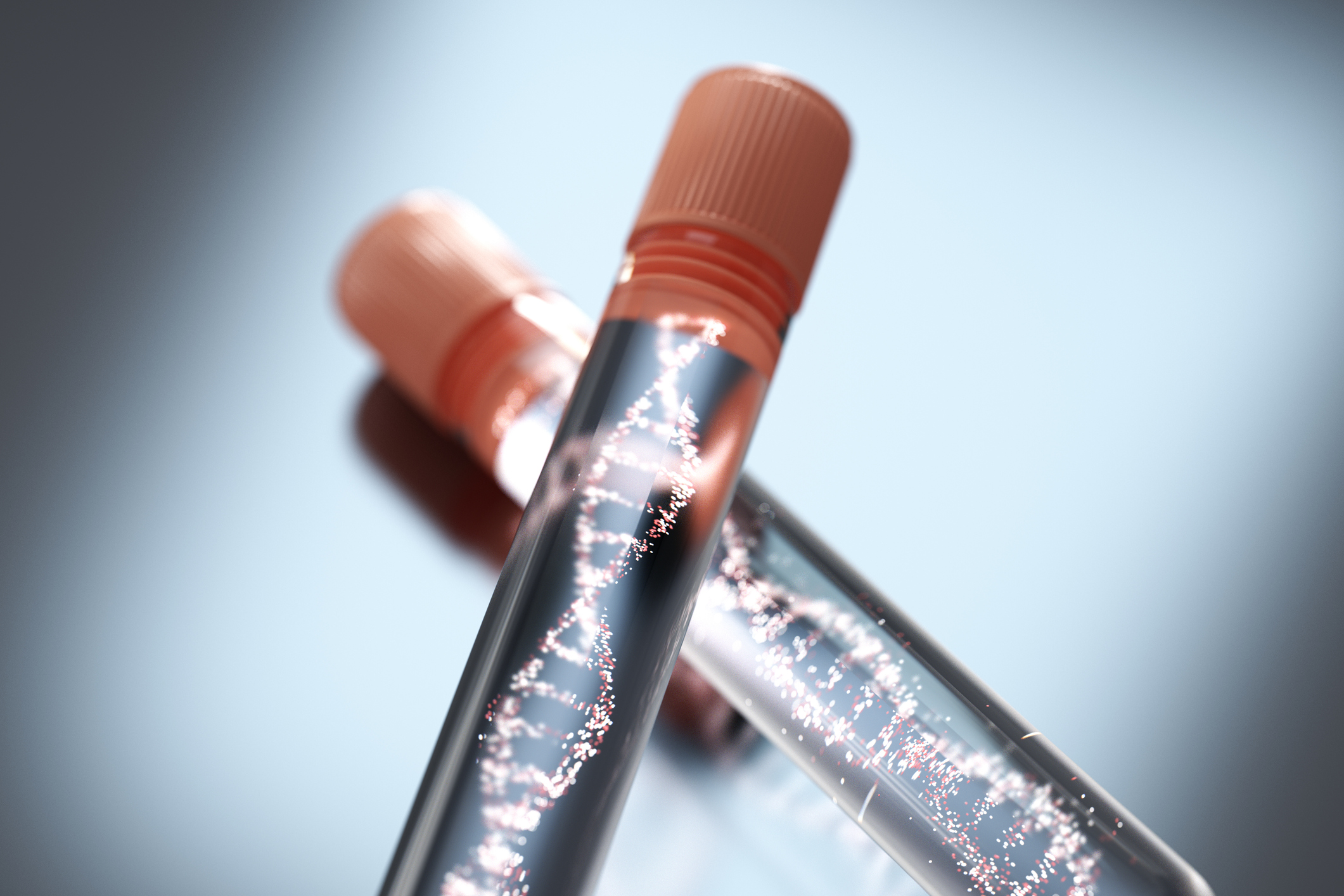 Images of DNA in two test tubes
