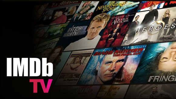 Artwork from various movies and television series with the IMDb TV logo overlaid.
