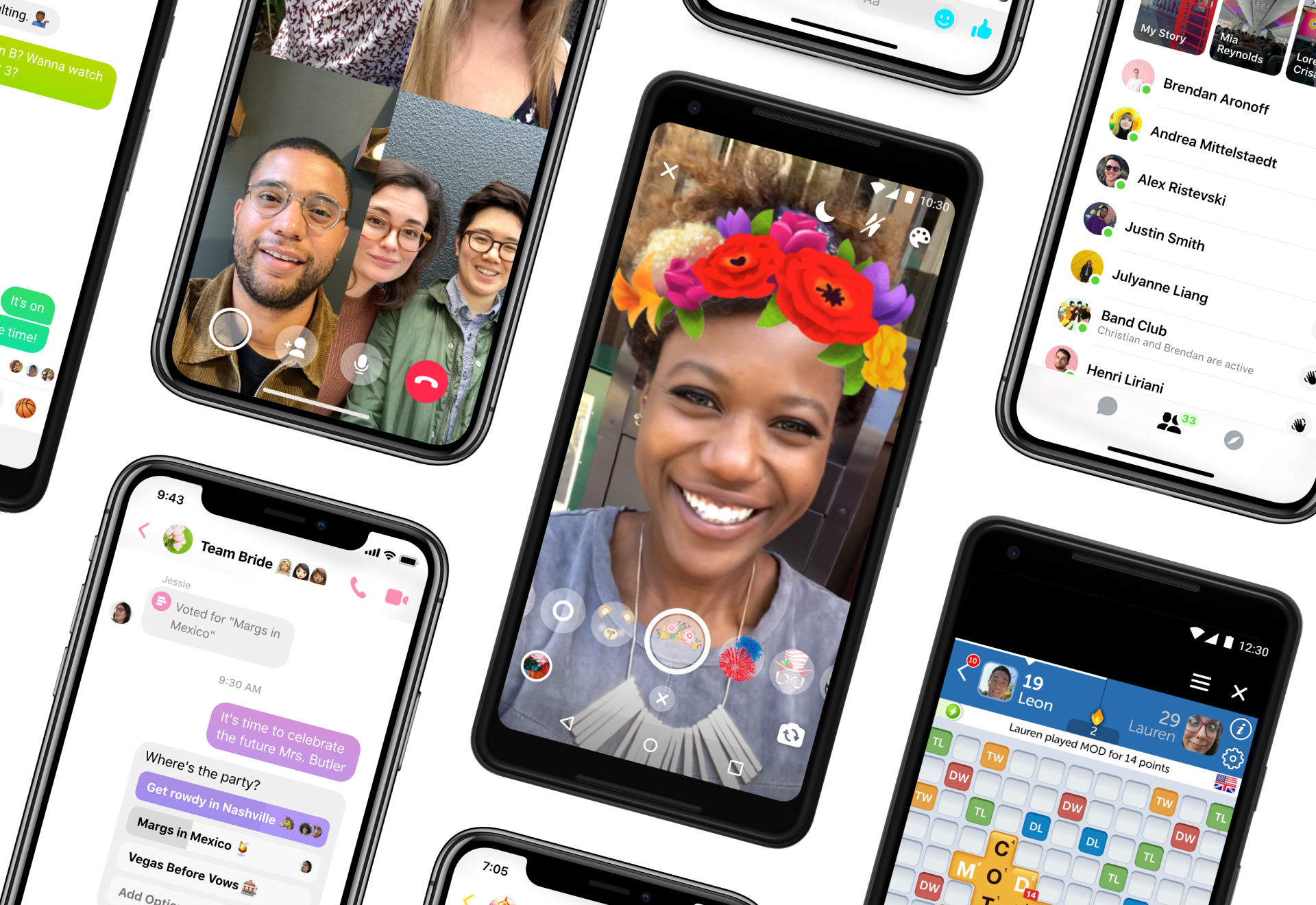Facebook Messenger 4 displayed on smartphones