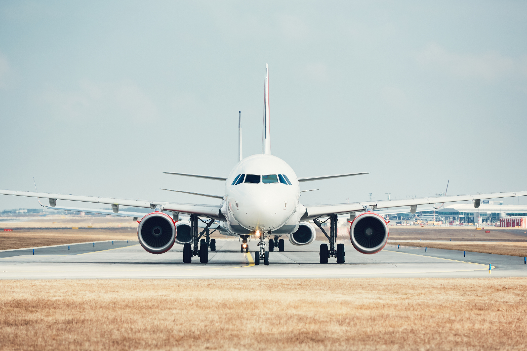 Airplanes lined up one after another