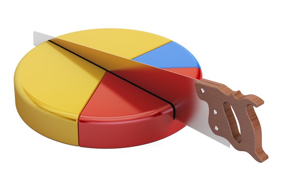 Saw cutting a pie chart