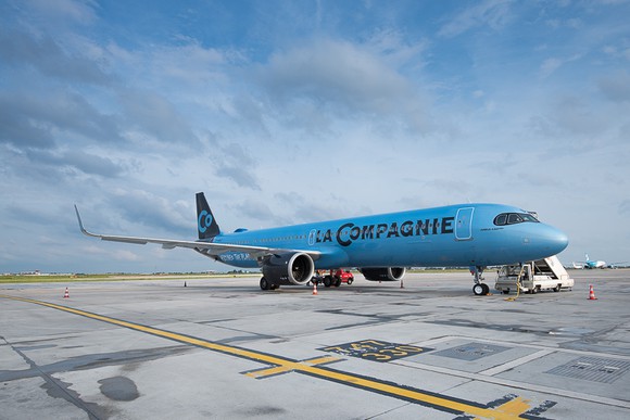 A La Compagnie Airbus A321neo parked on the tarmac