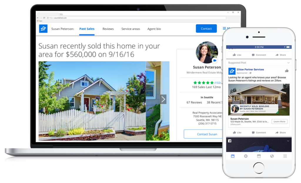 Zillow running on a laptop and smartphone.