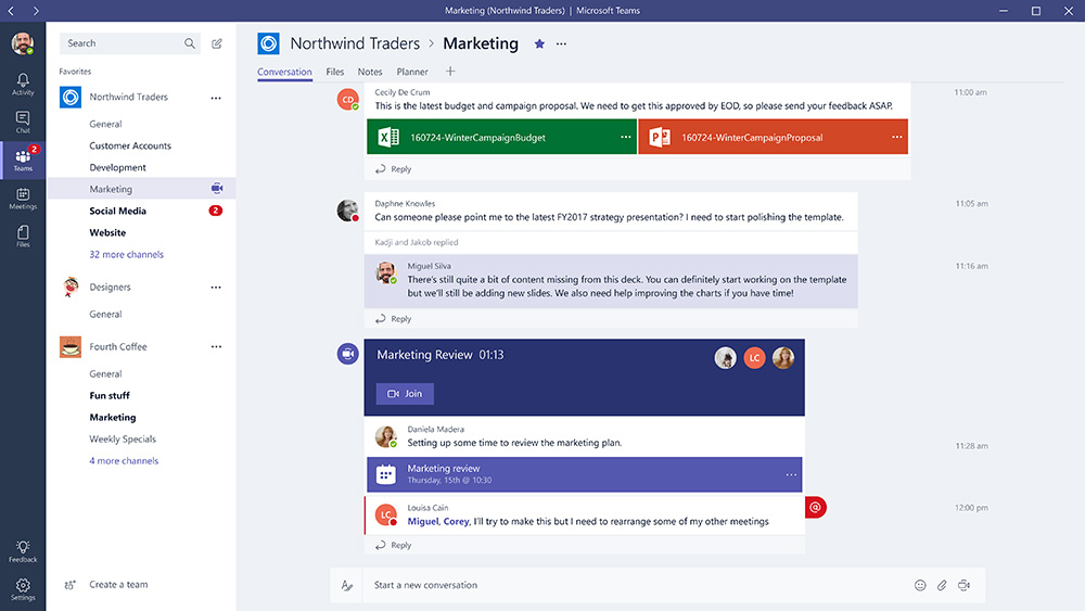 Microsoft Teams app interface