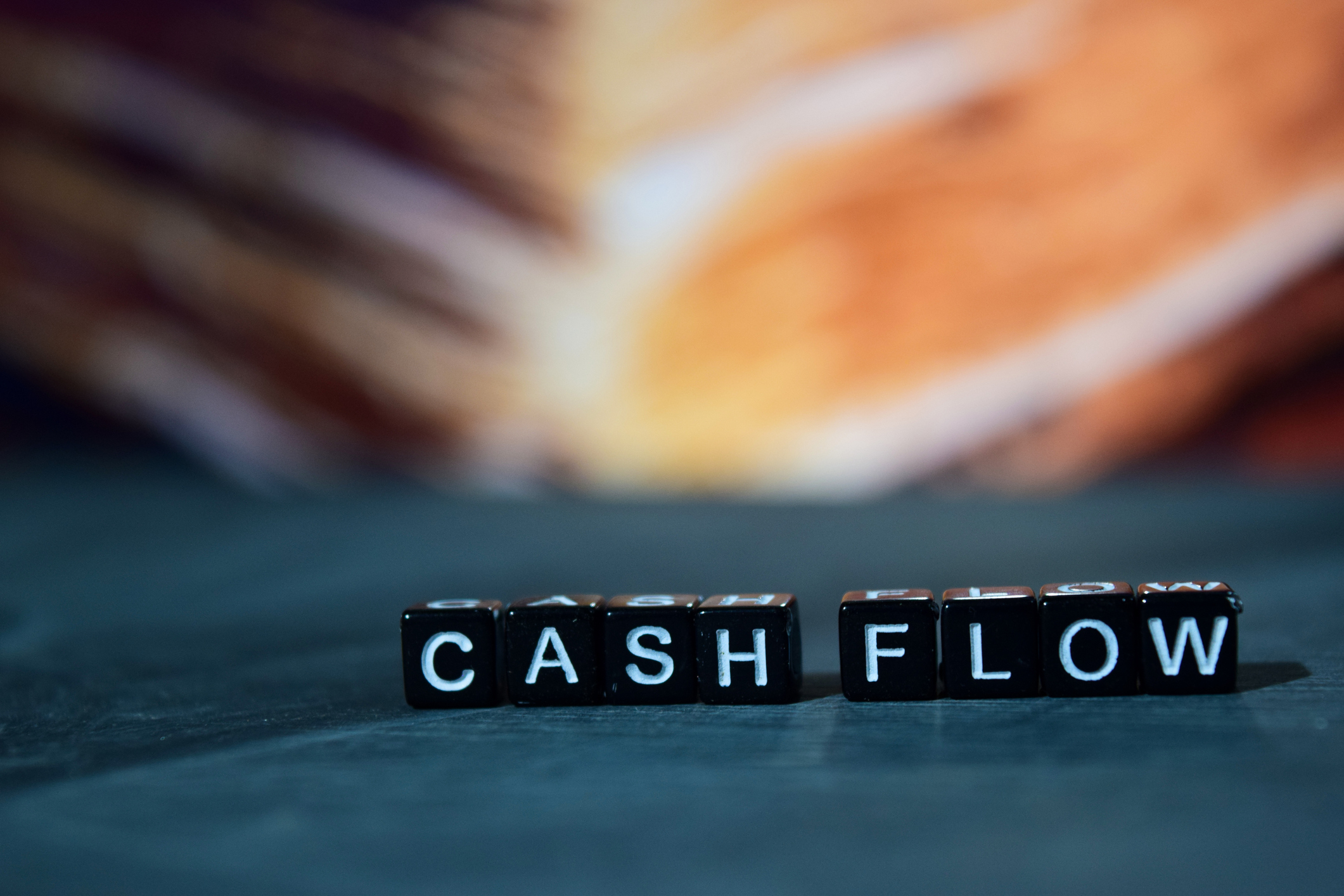 Blocks spelling out the words "cash flow."