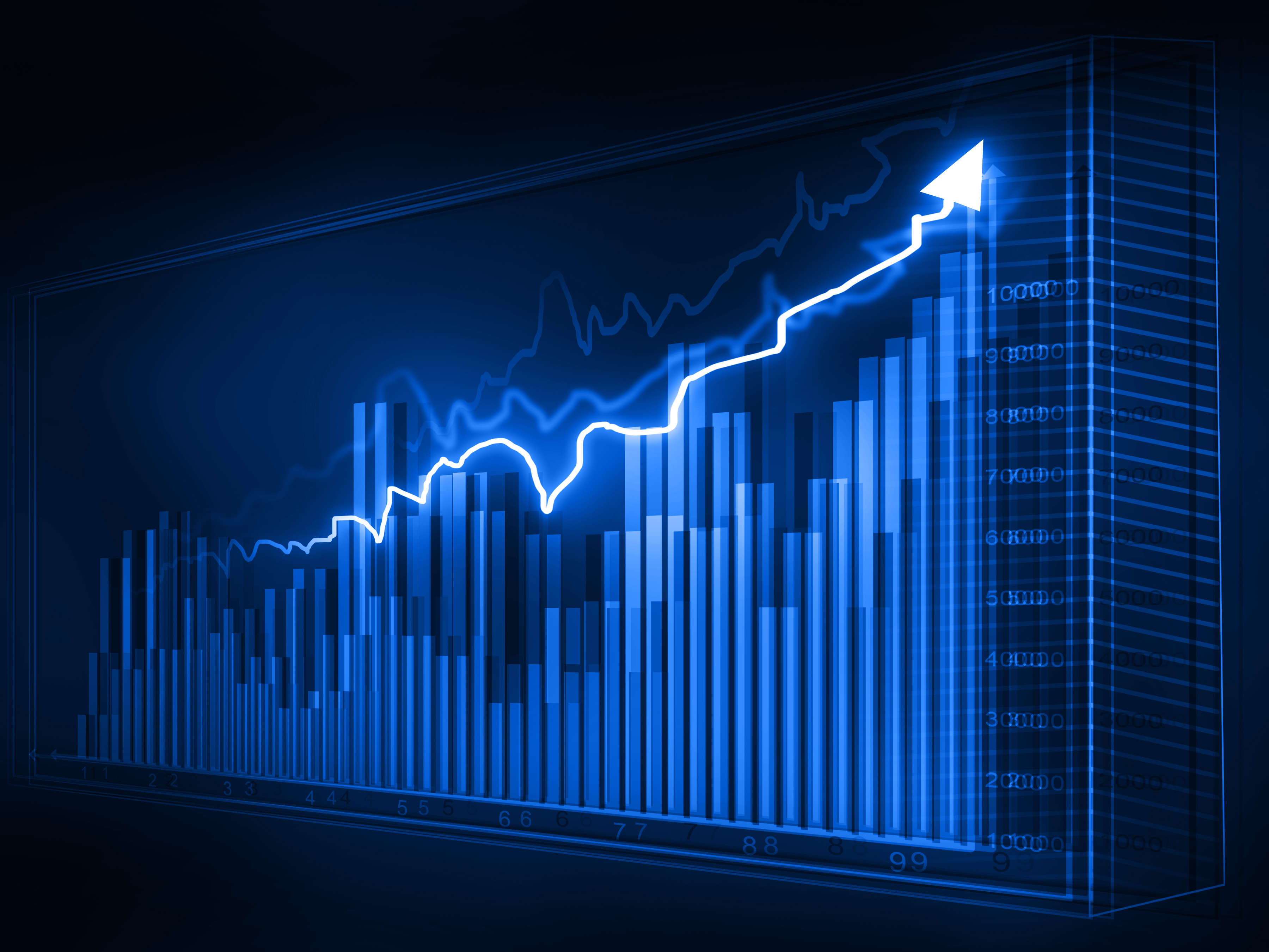 A rising stock chart.