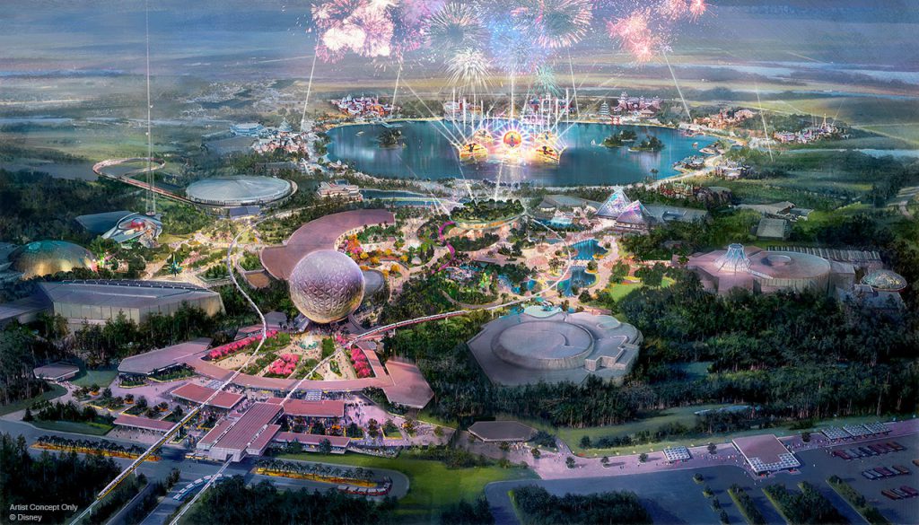 Concept art for the redesigned Epcot.