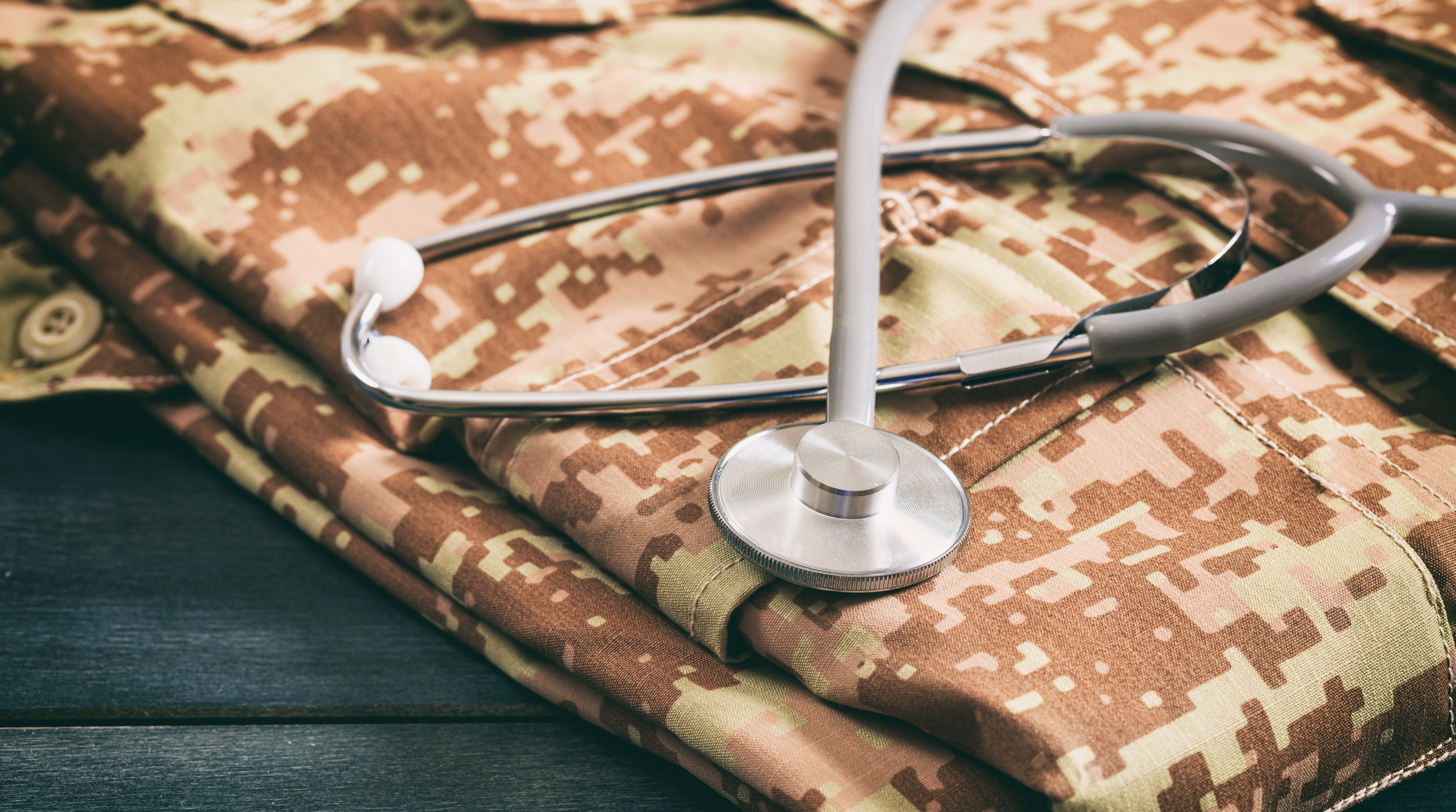 Stethoscope on a camouflage uniform 