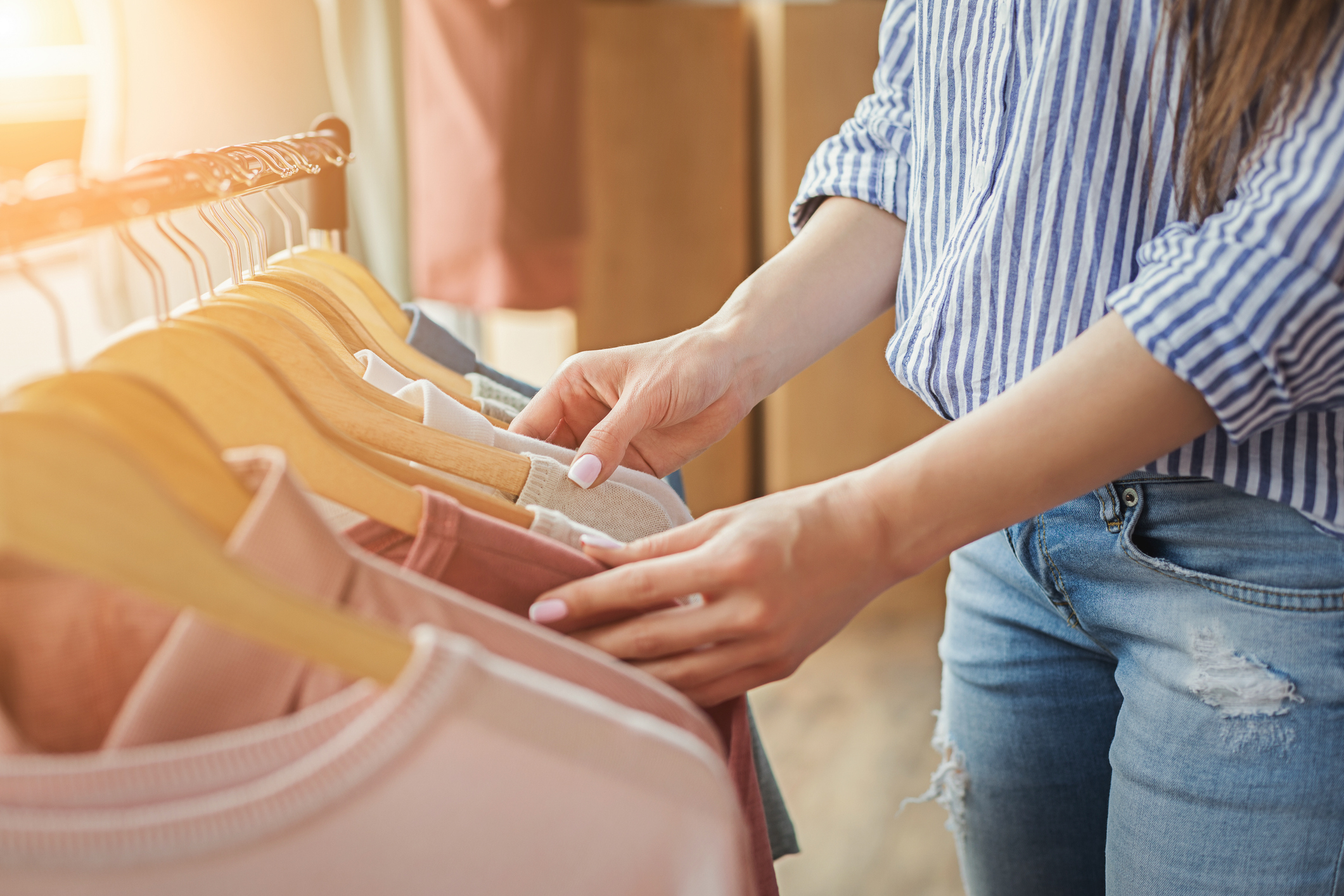 Woman shopping at a clothing retailer