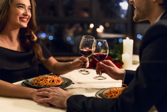 A couple on a dinner date.