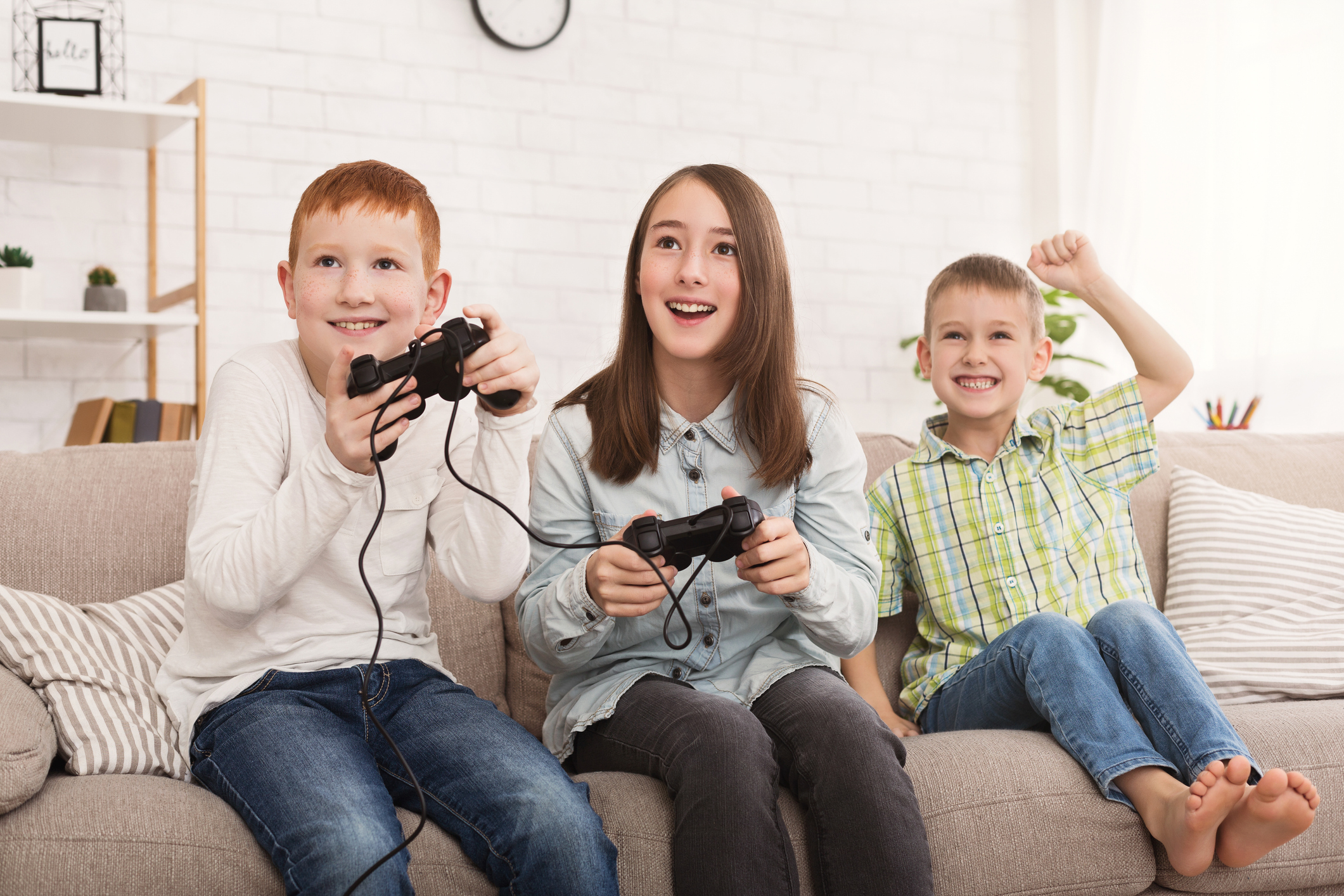 Kids playing video games