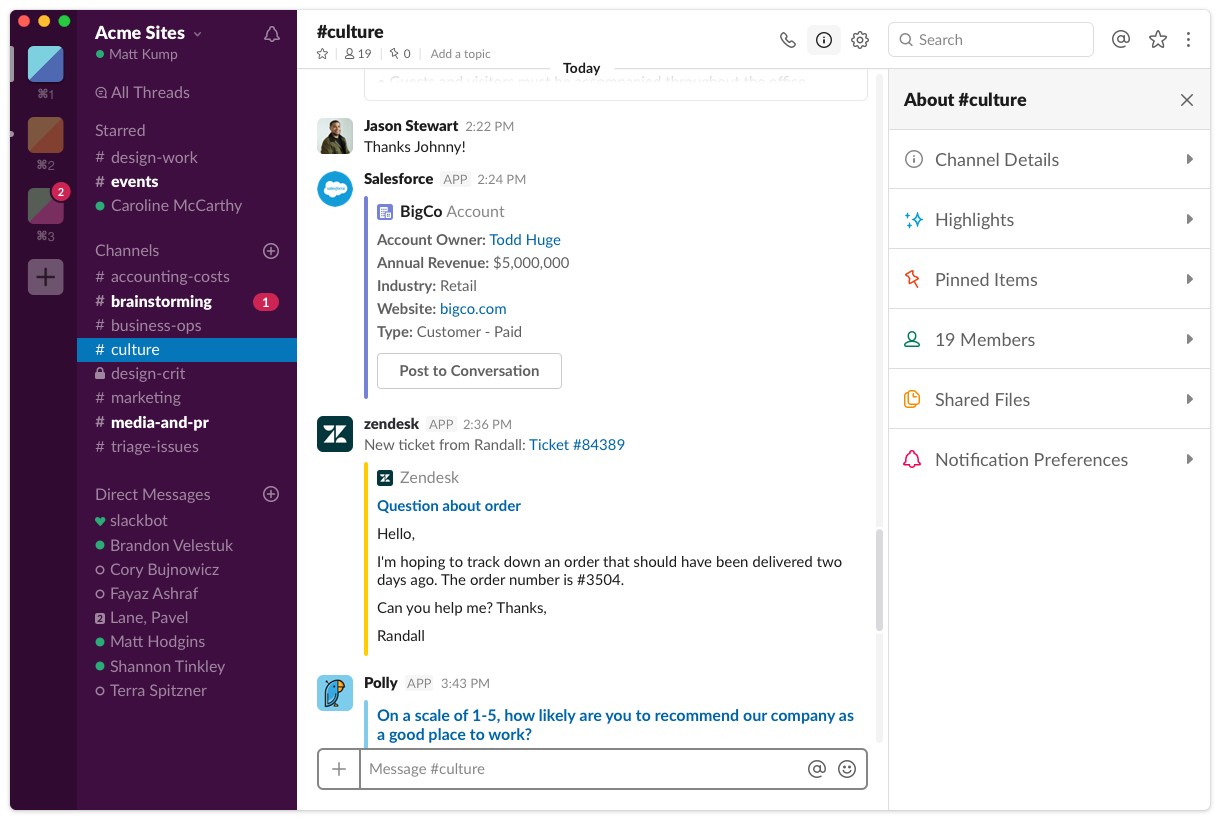 Slack app interface on Mac